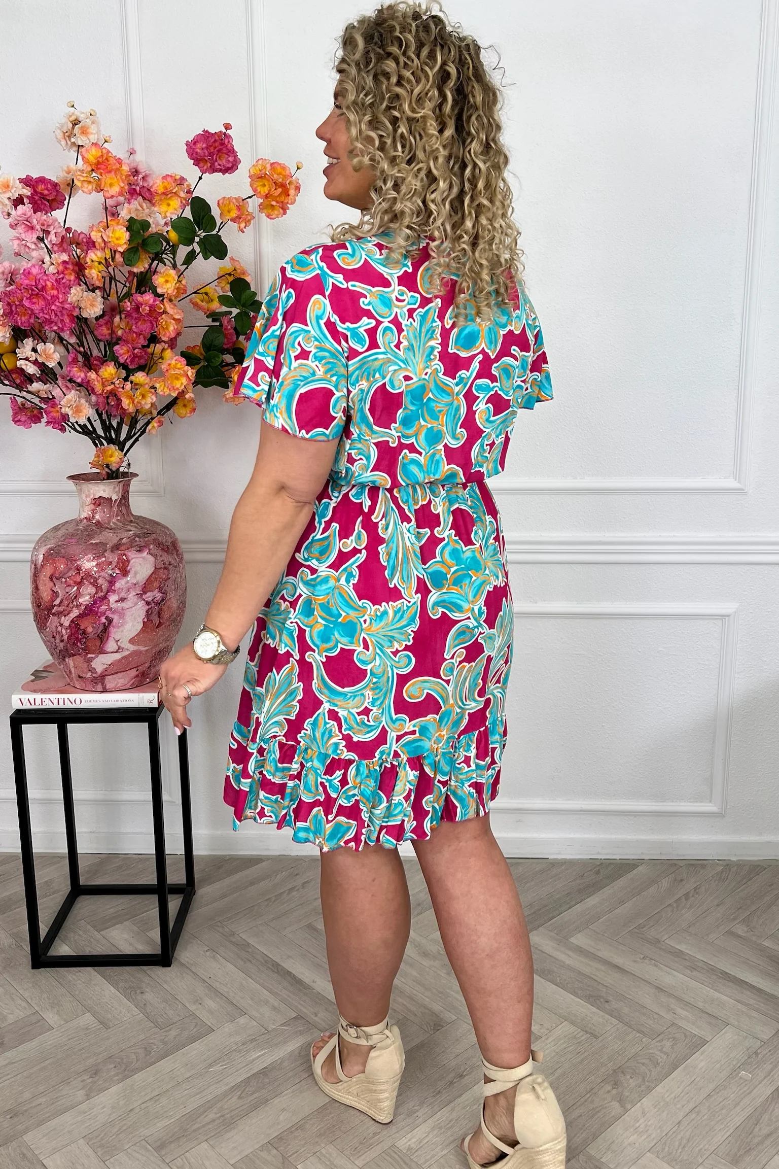 Kae Strik Dress - Flowers Fuchsia/Blue - Image 4