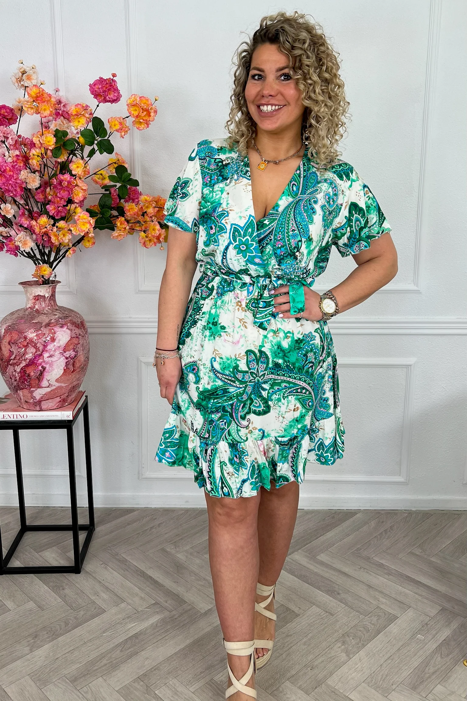 Kae Strik Dress - Paisley Green/Blue - Image 3