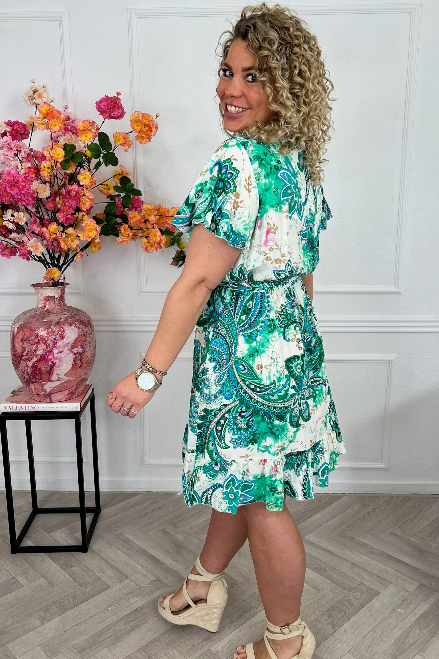 Kae Strik Dress - Paisley Green/Blue - Image 4