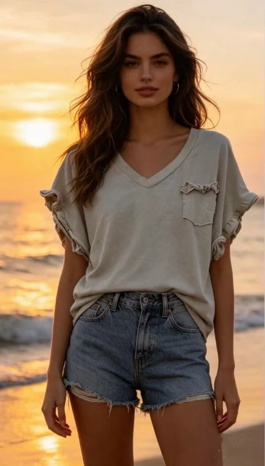 Allison Cotton Shirt - Beige