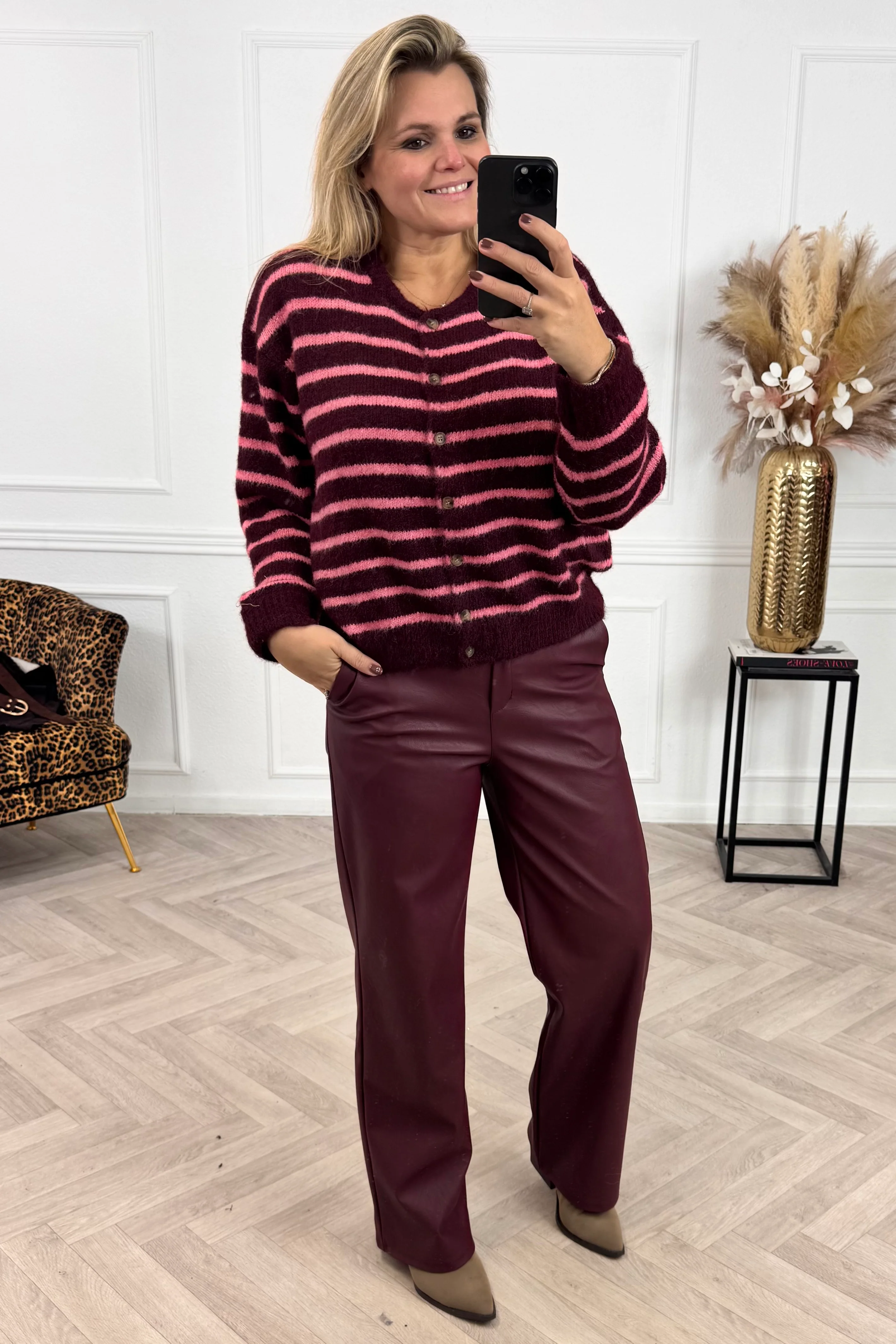 Kendall Striped Vest - Bordeaux/Pink