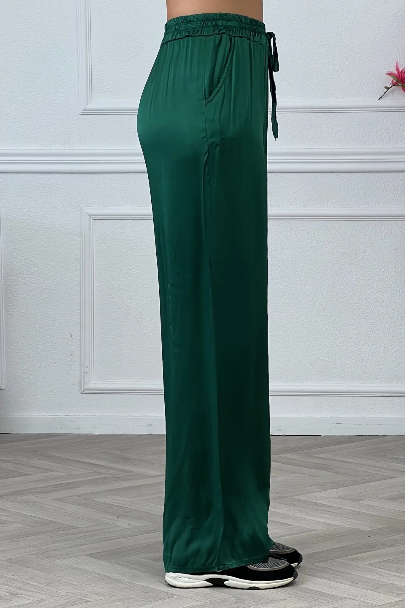 Kiki Silky Pants - Bottle Green - Image 3