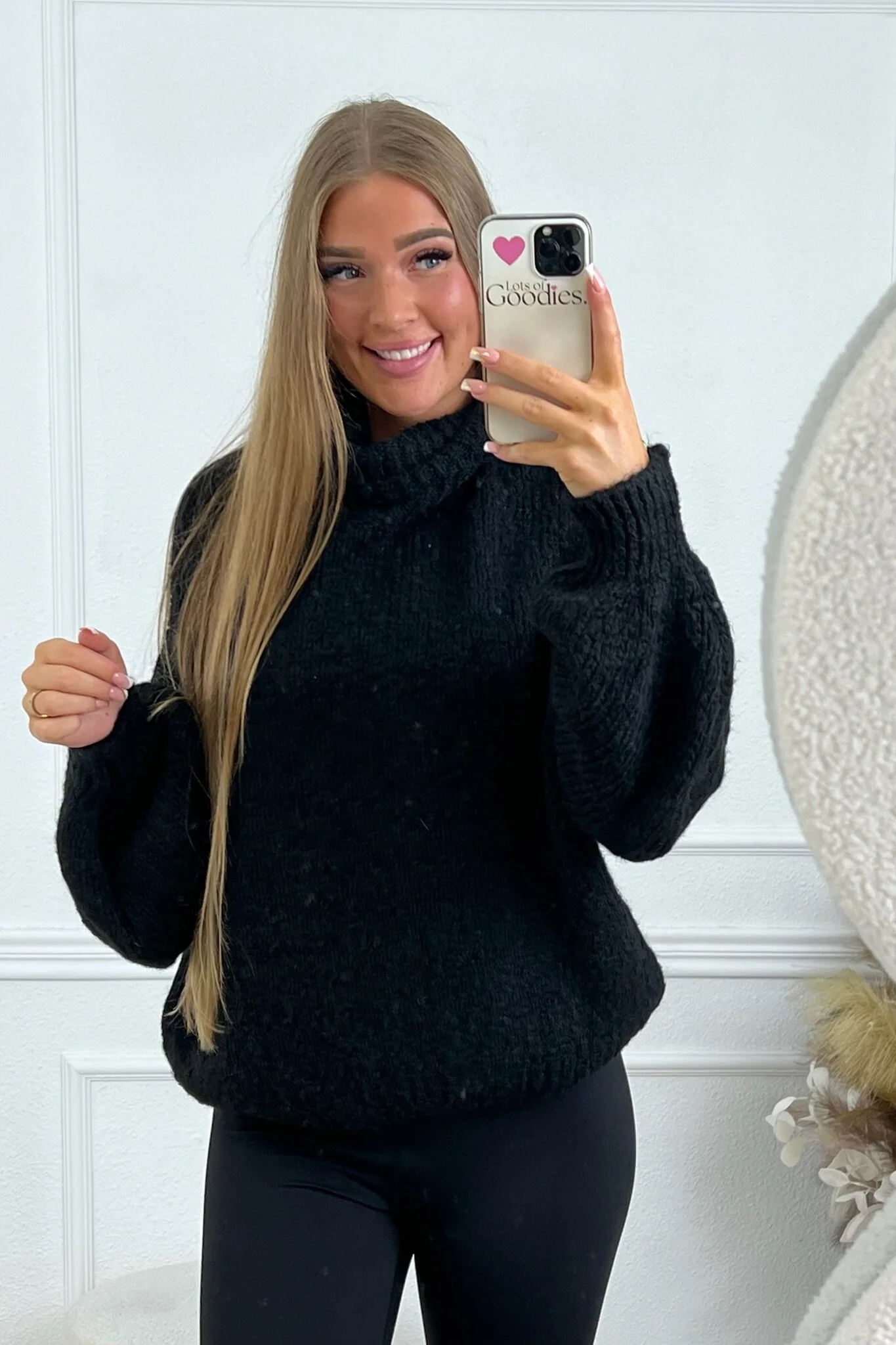 Knitted Livia Coll Sweater - Black - Image 2