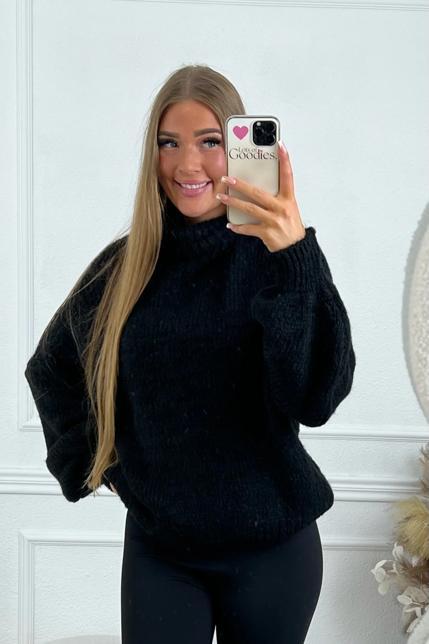 Knitted Livia Coll Sweater - Black - Image 4