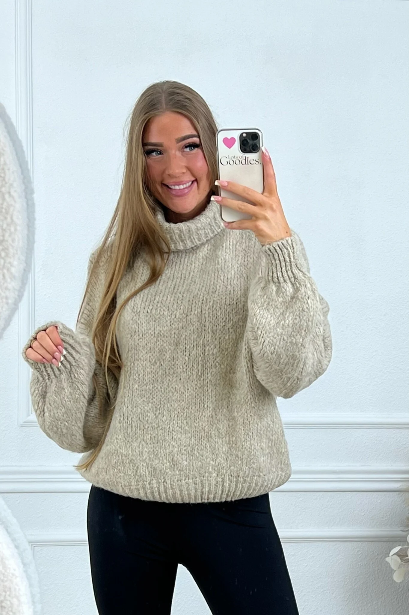 Knitted Livia Coll Sweater - Taupe - Image 2