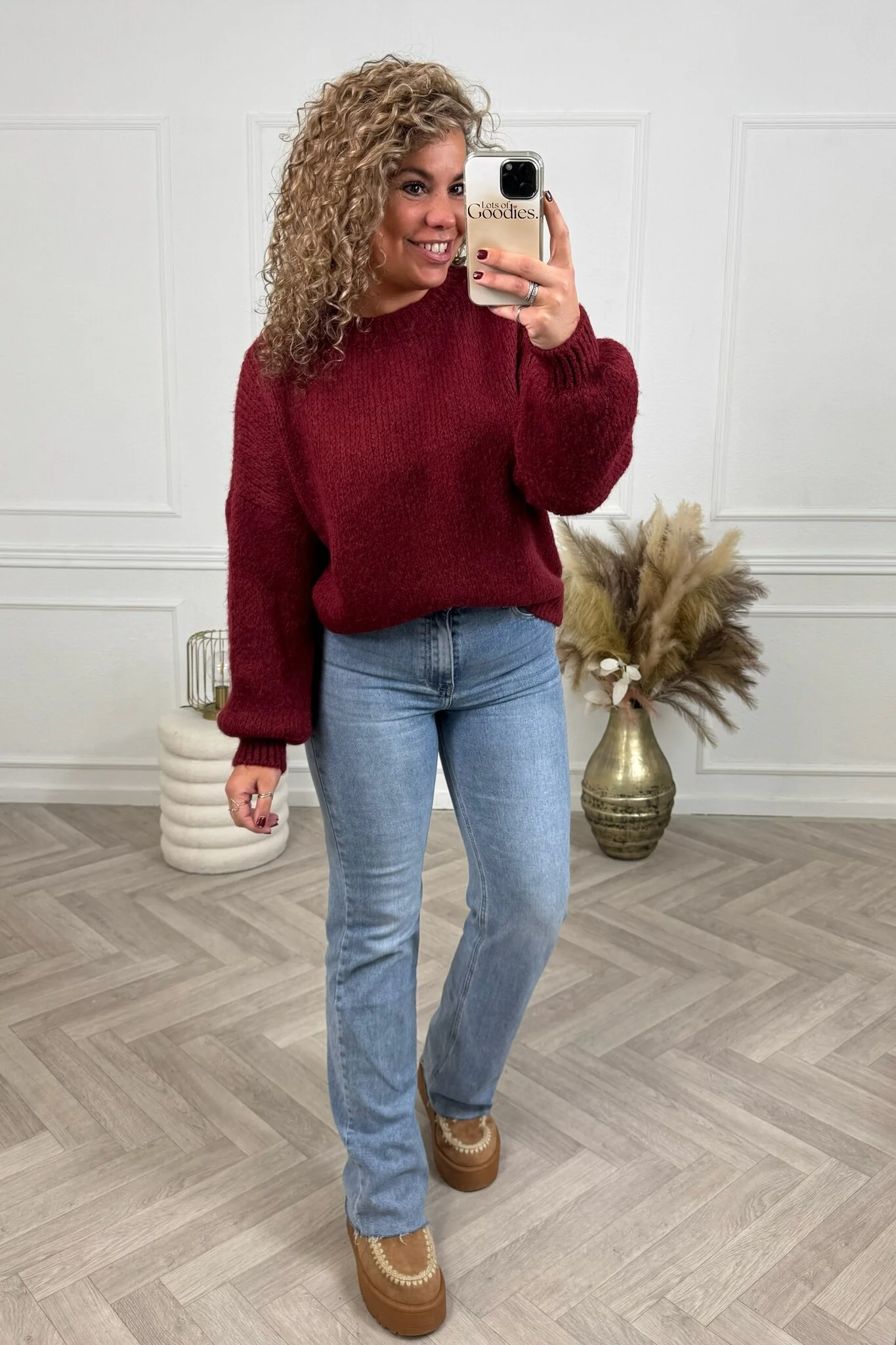 Knitted Olivia Sweater - Burgundy - Image 2