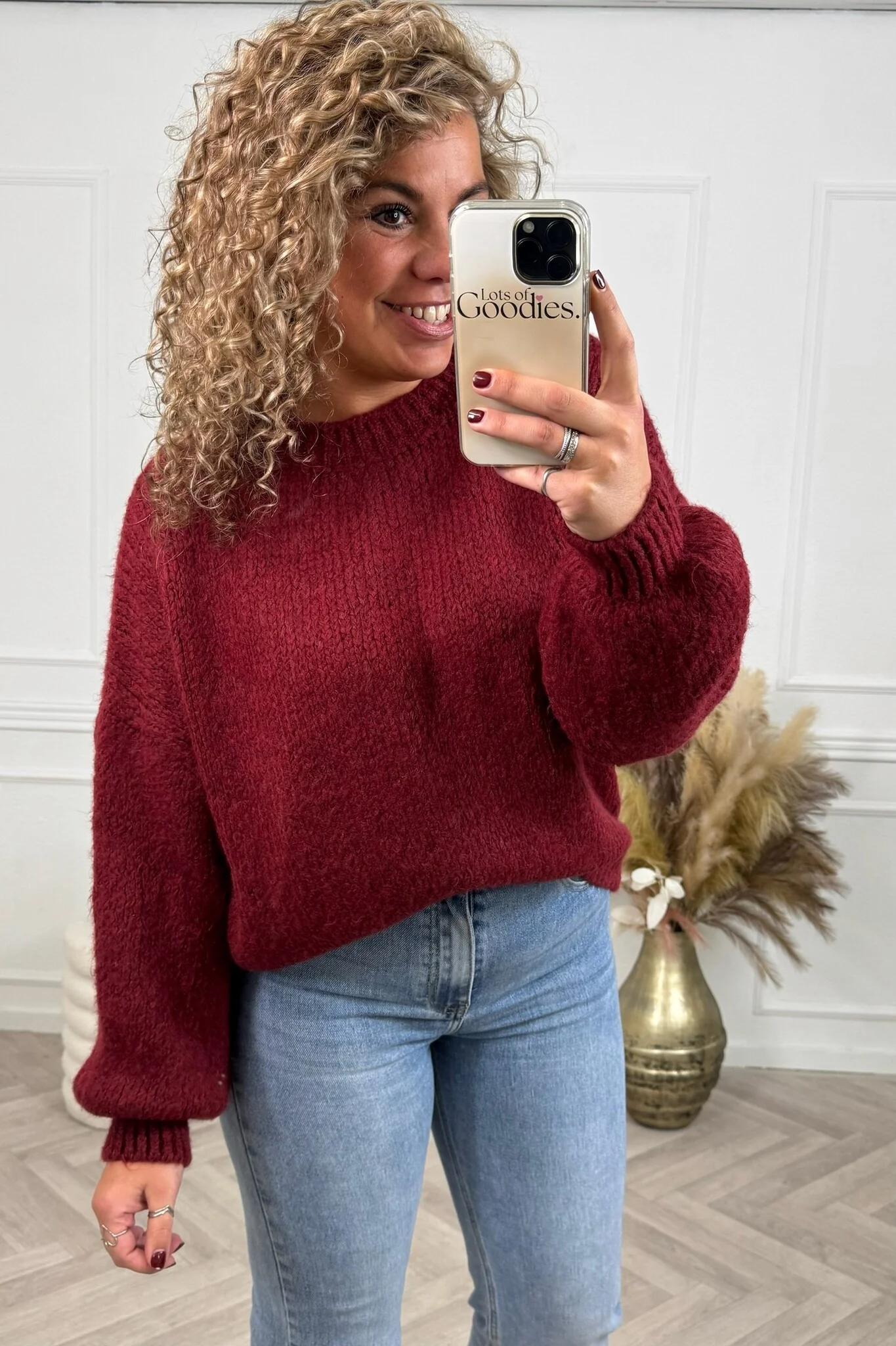 Knitted Olivia Sweater - Burgundy - Image 3