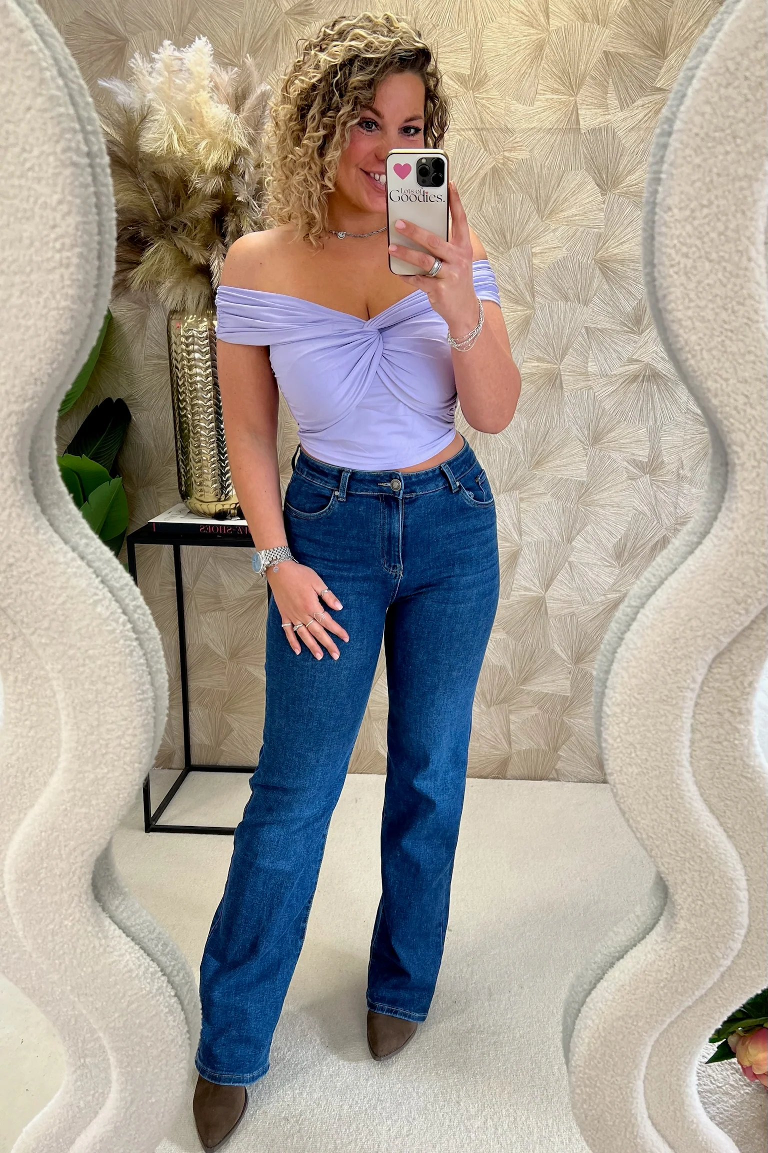 Knotted Off Shoulder Top - Lila