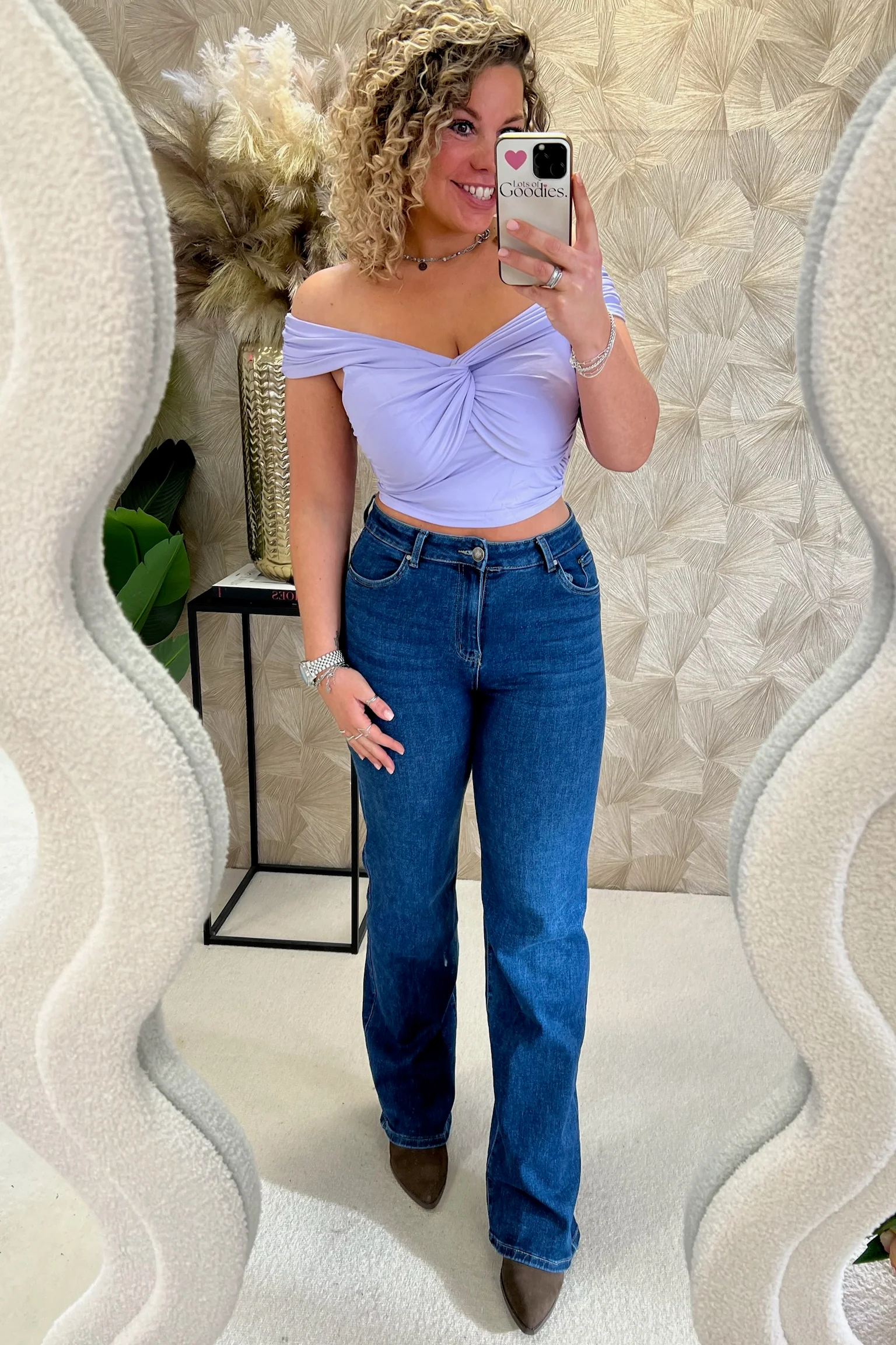 Knotted Off Shoulder Top - Lila - Image 2