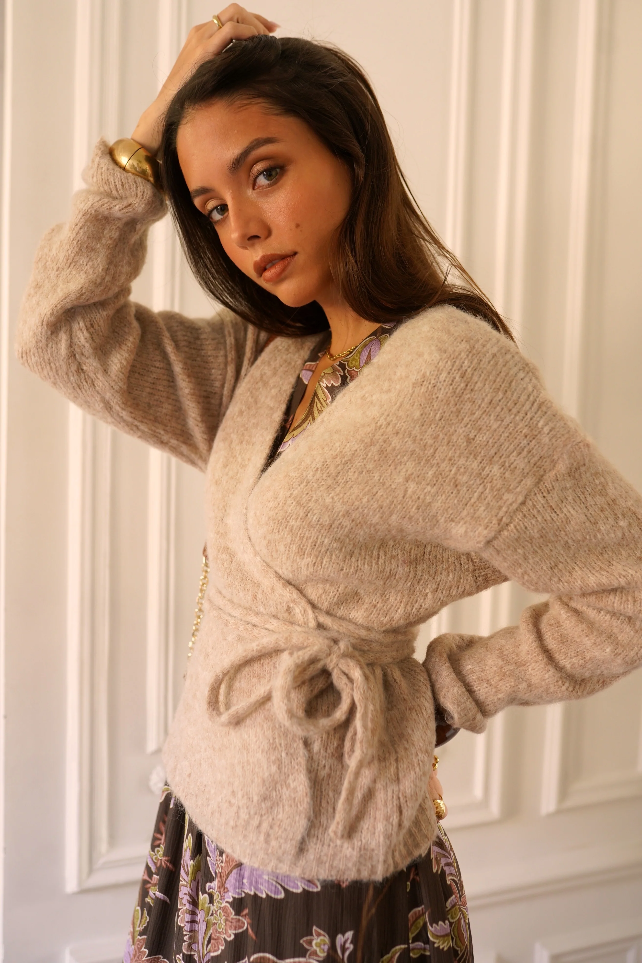 Knotted Wool Cardigan - Khaki - Image 2