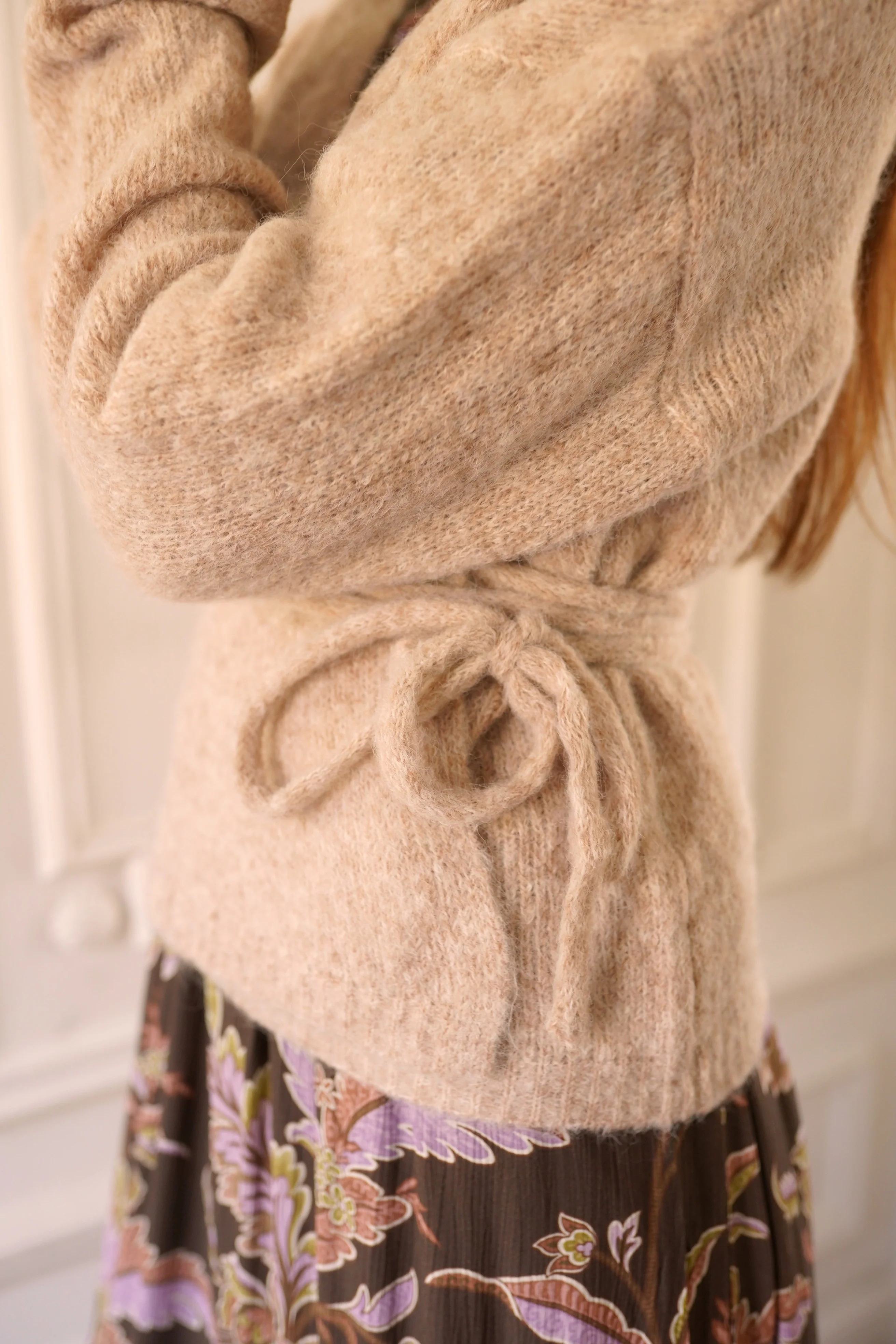Knotted Wool Cardigan - Khaki - Image 3