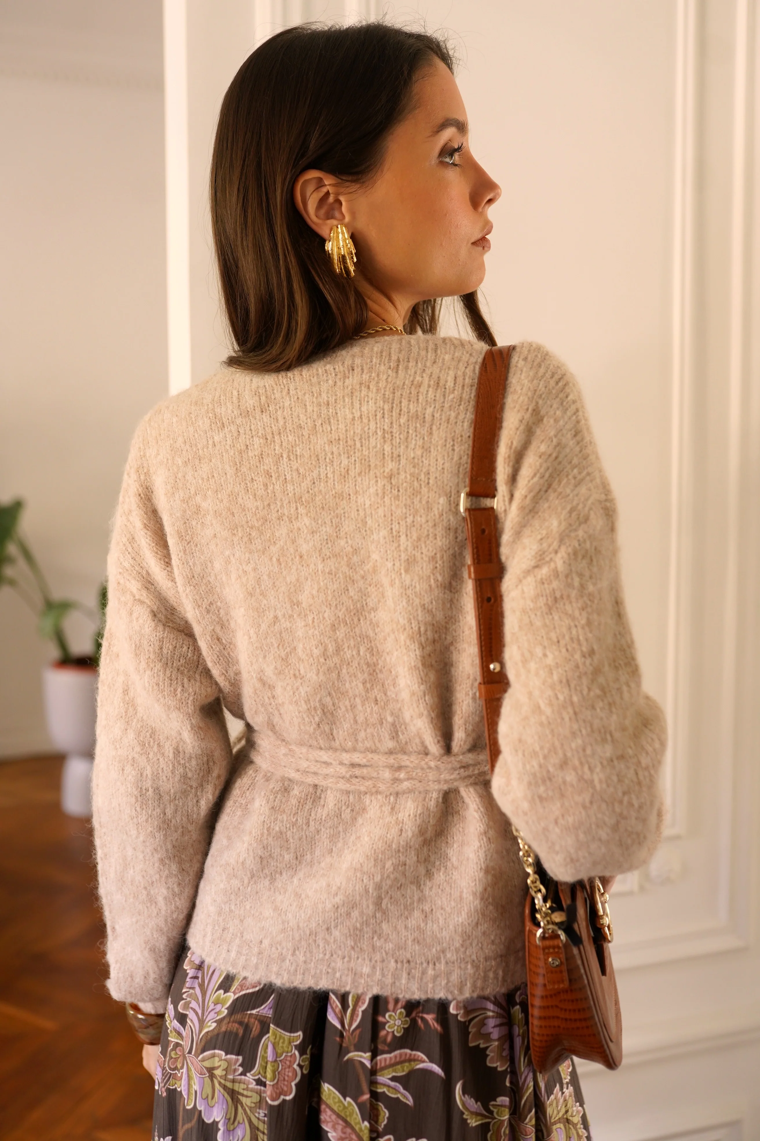 Knotted Wool Cardigan - Khaki - Image 4