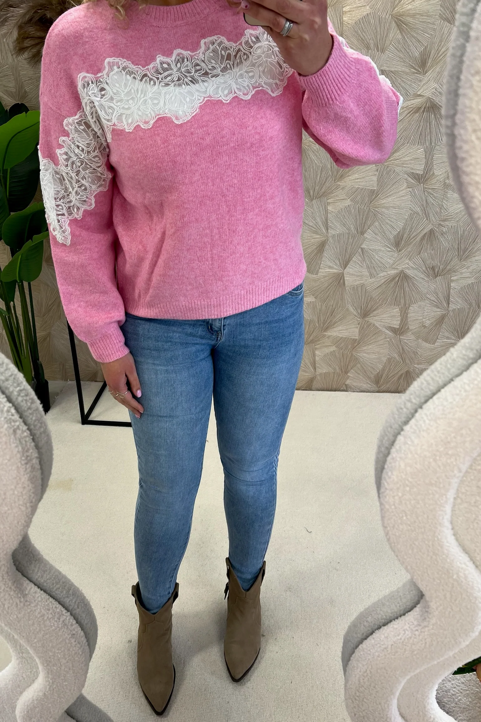 Kyara Lace Sweater - Pink - Image 3