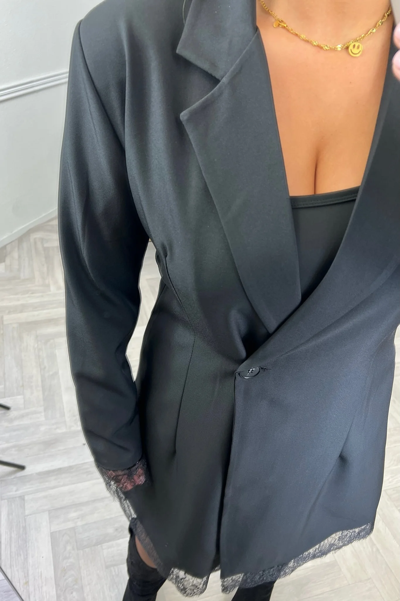 Lace Detailed Blazer Dress - Black - Image 2