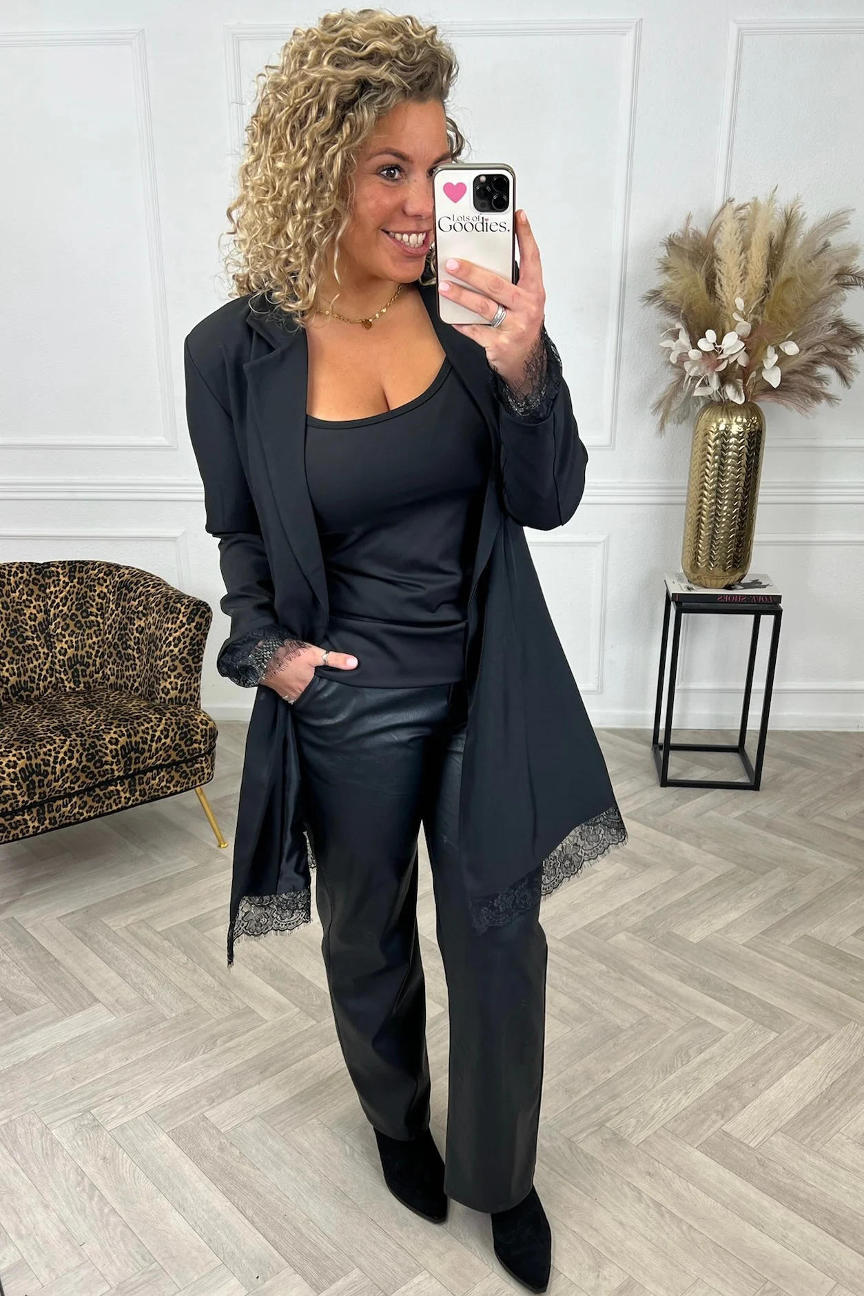 Lace Detailed Blazer Dress - Black - Image 6