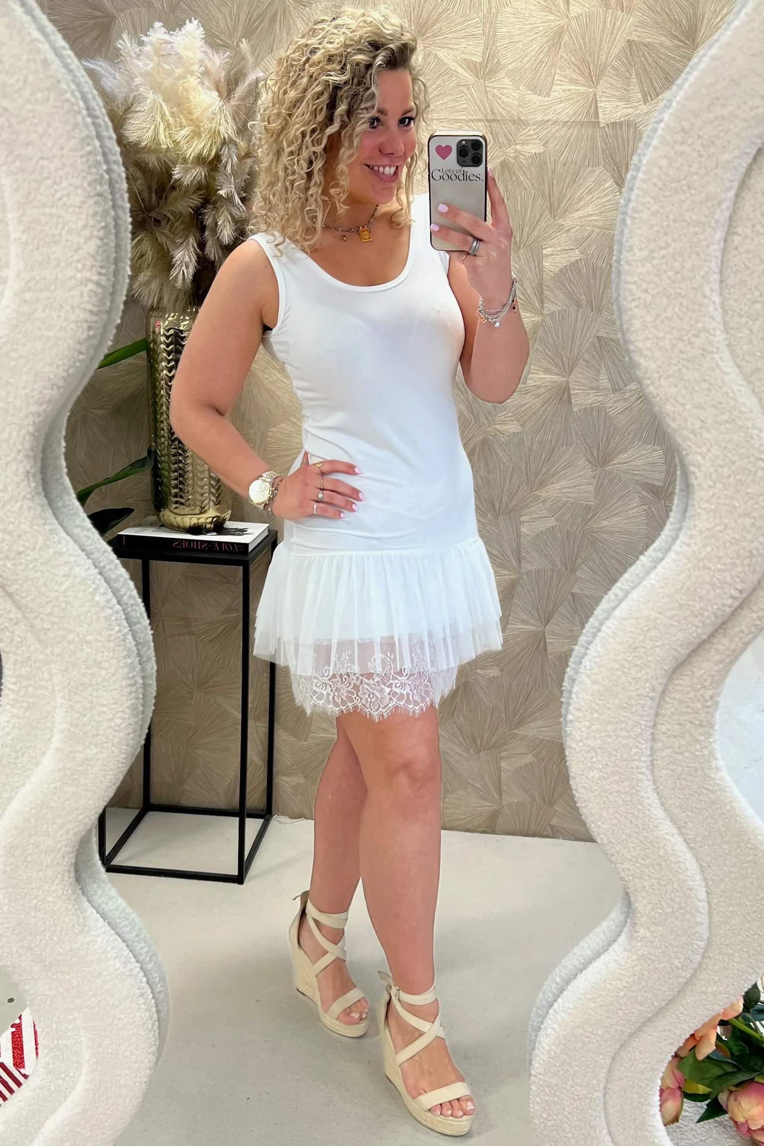 Lace Slip Dress - White