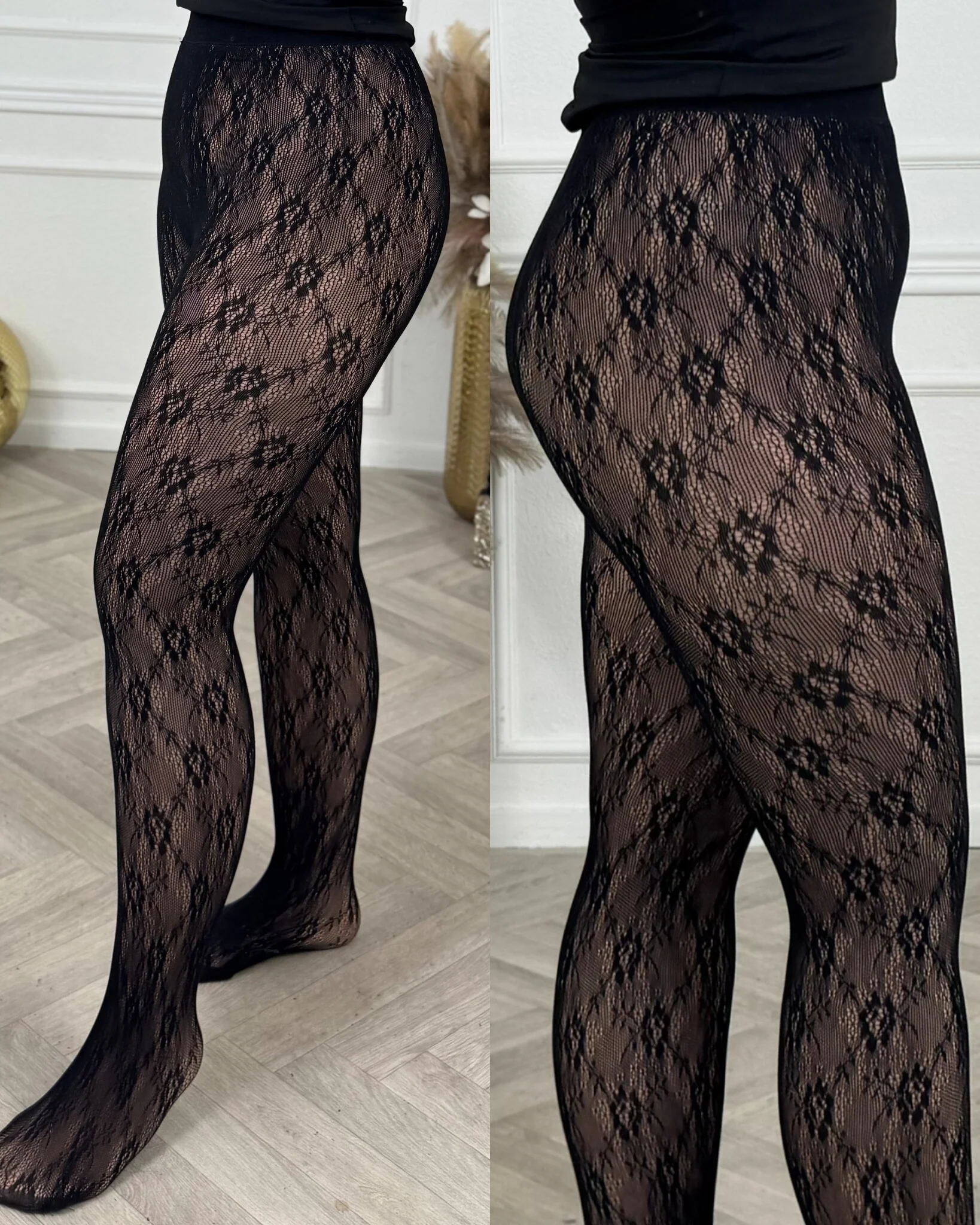 Lace Translucent Fleece Panty - Black