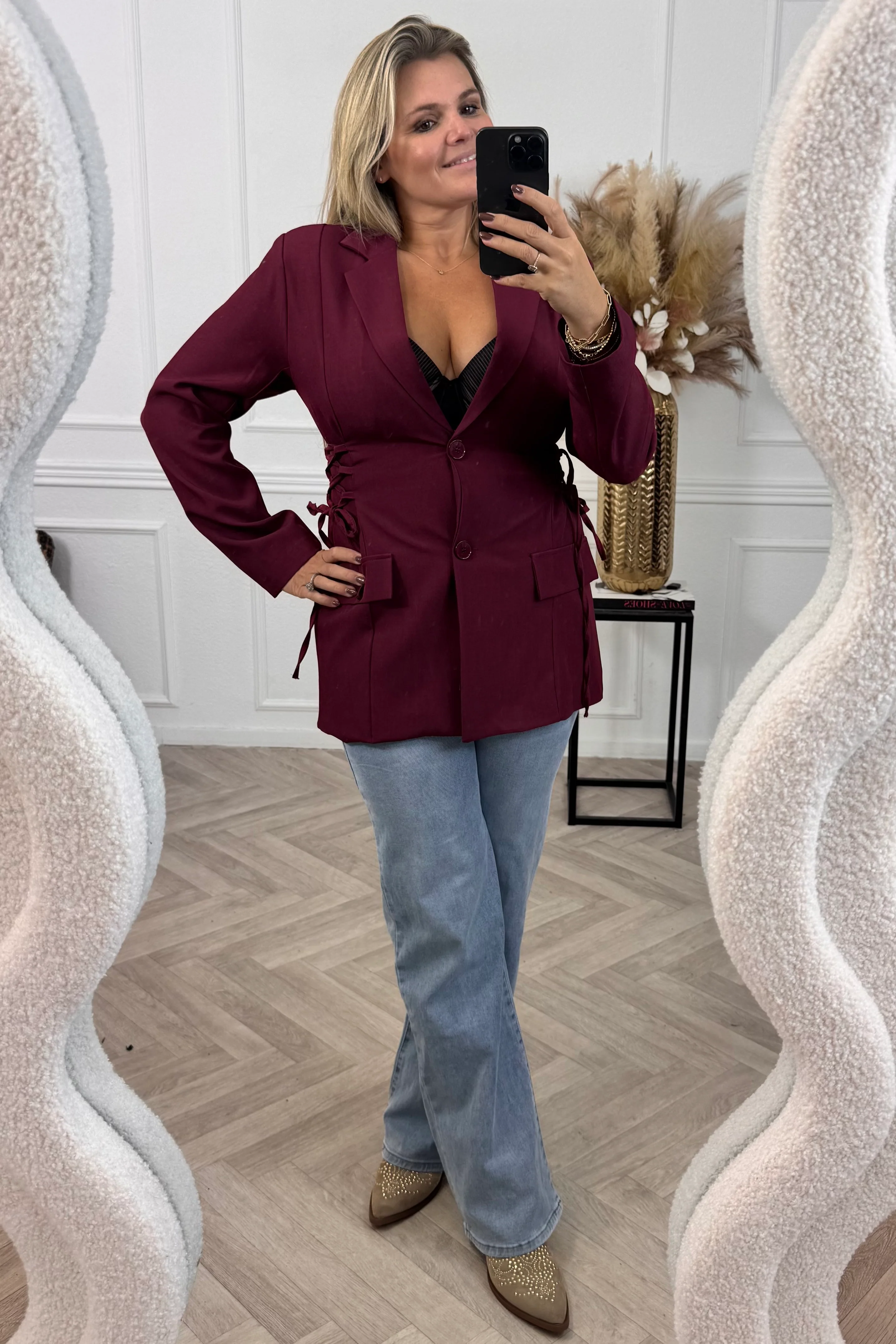 Lara Braid Blazer - Bordeaux