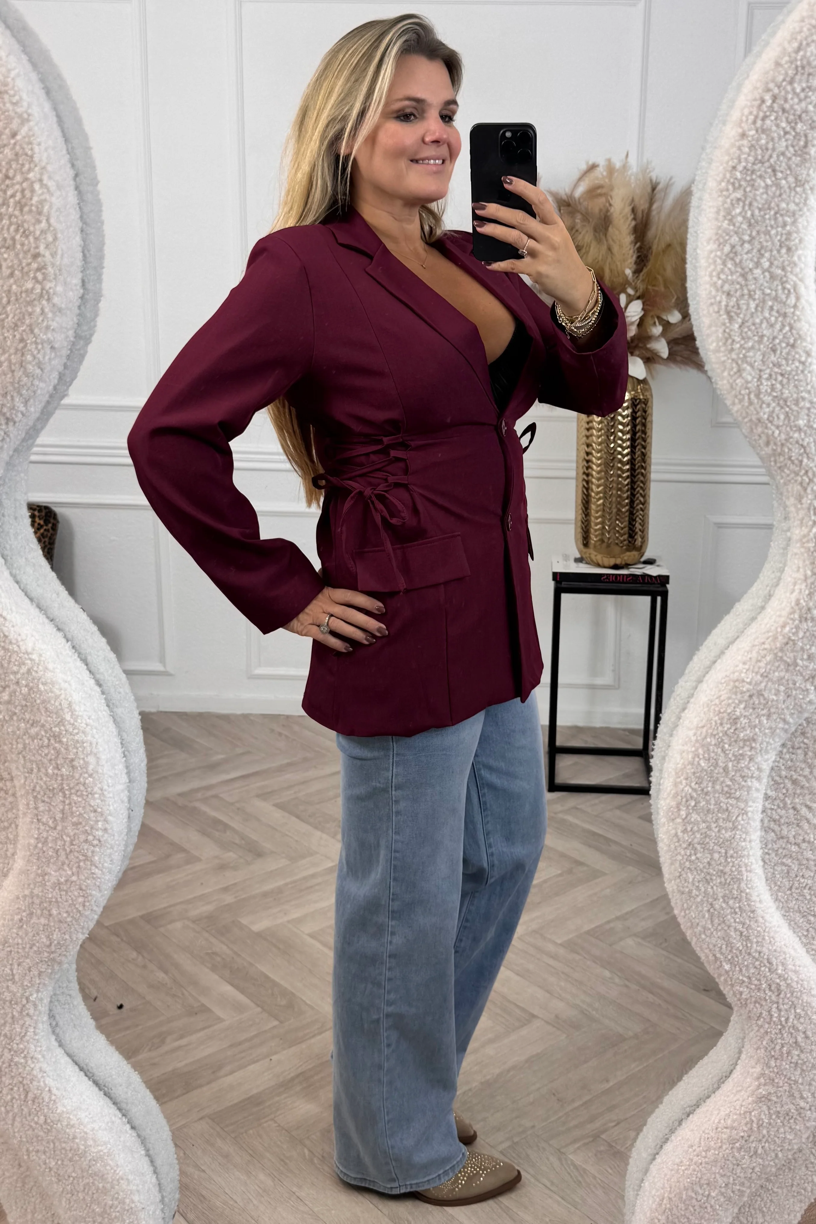 Lara Braid Blazer - Bordeaux - Image 3