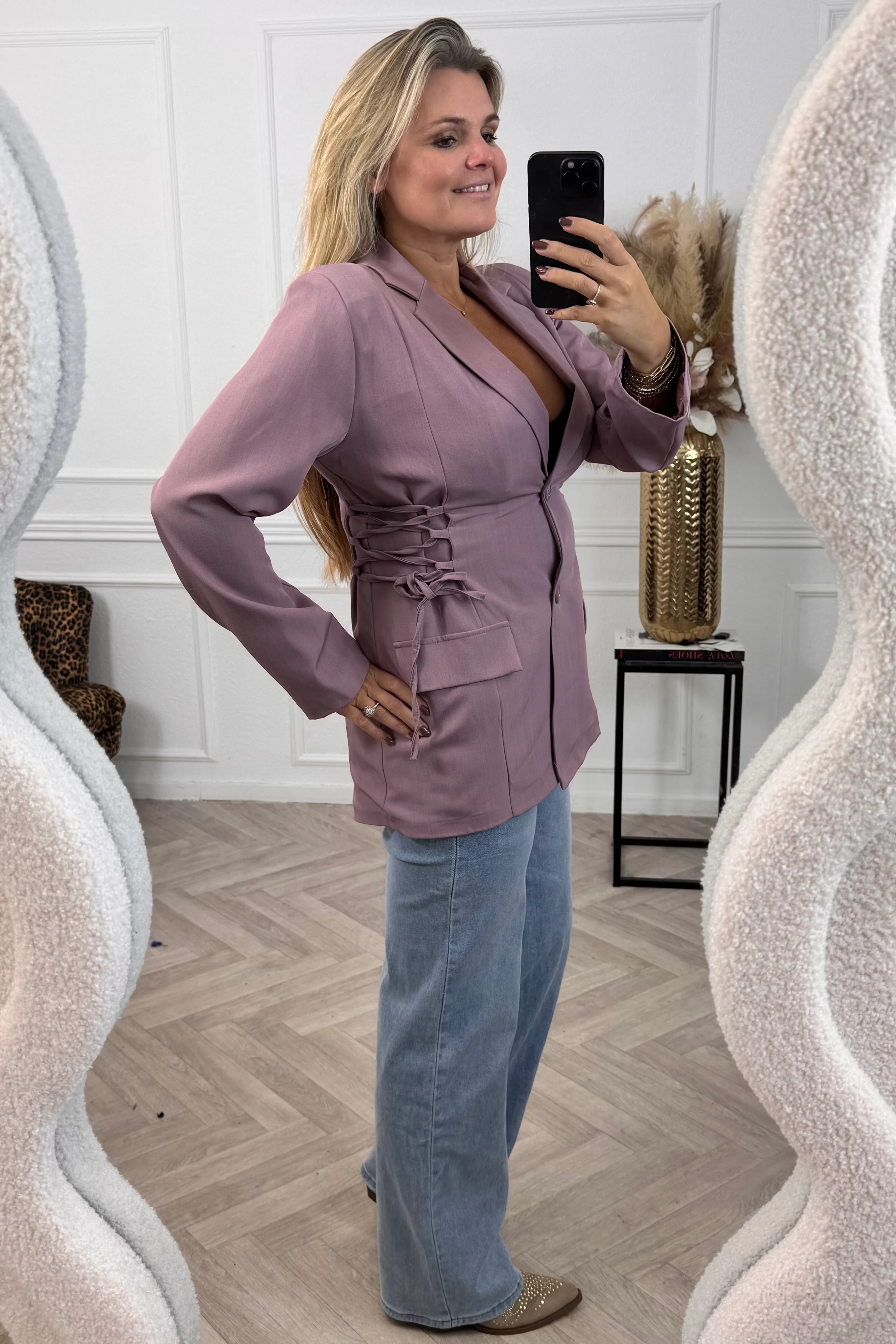 Lara Braid Blazer - Mauve - Image 3