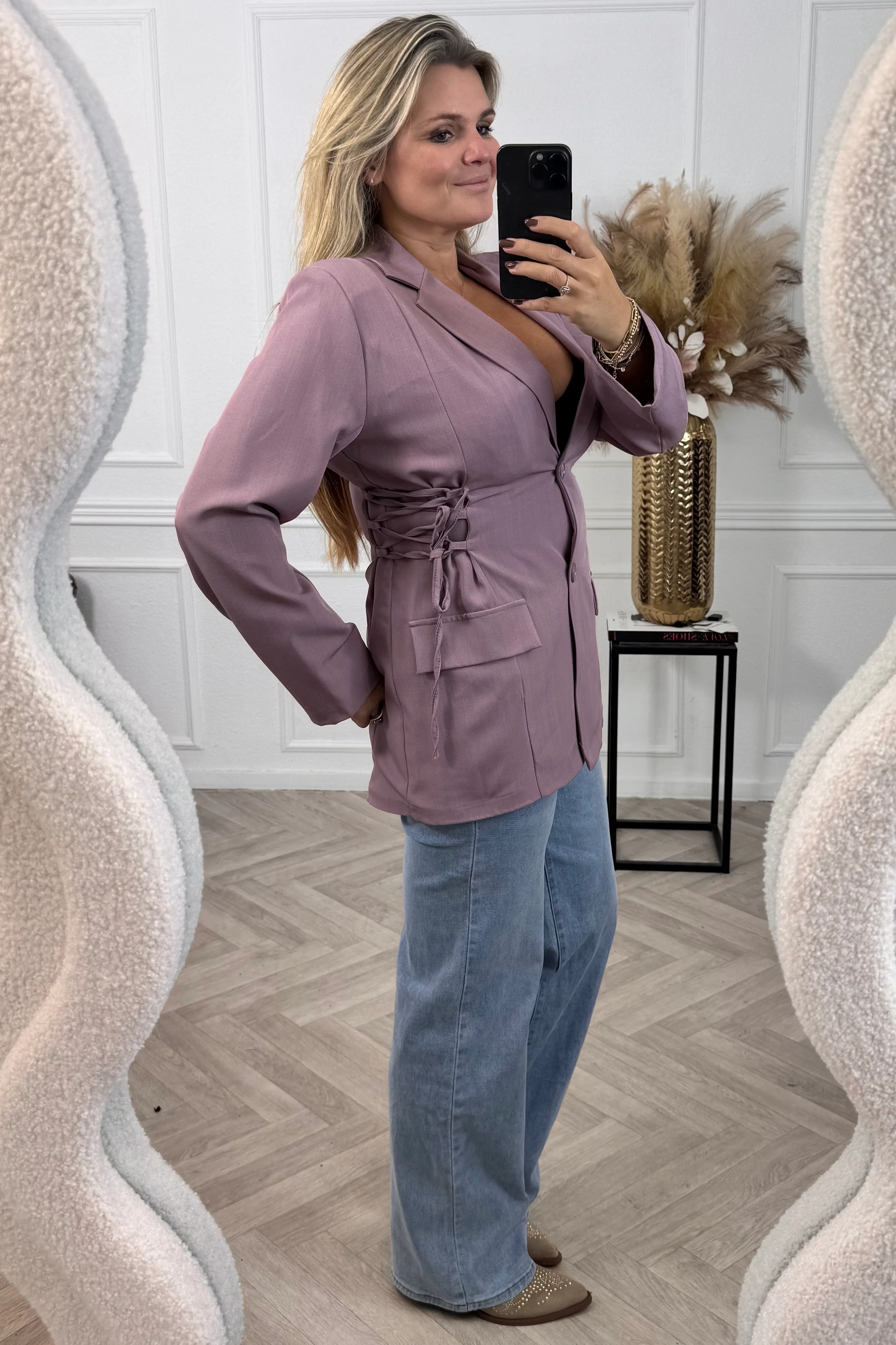 Lara Braid Blazer - Mauve - Image 4