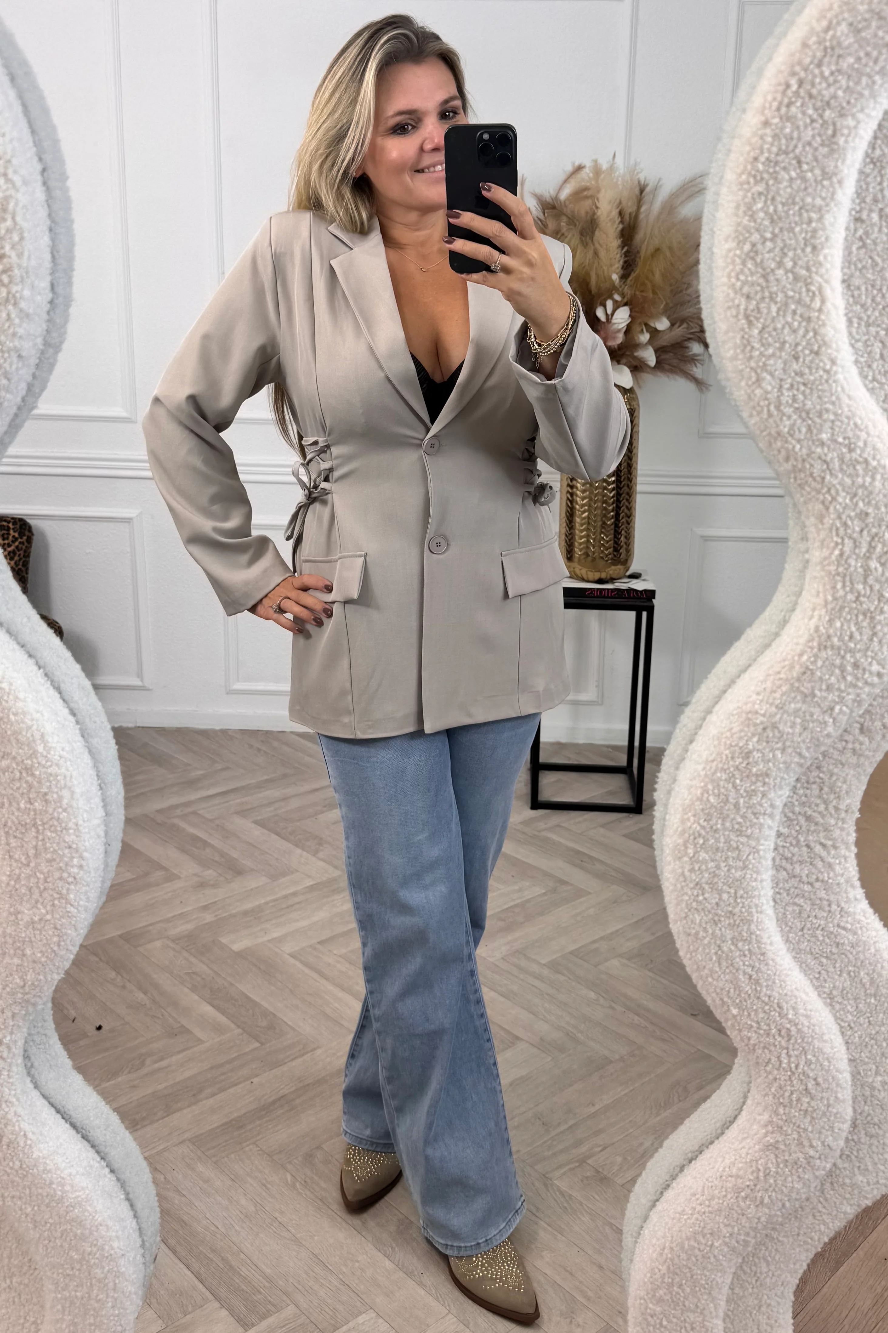 Lara Braid Blazer - Taupe