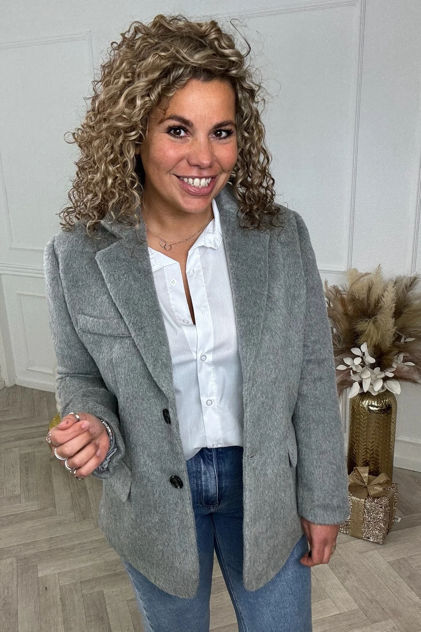 Lara Furry Blazer - Grey - Image 2