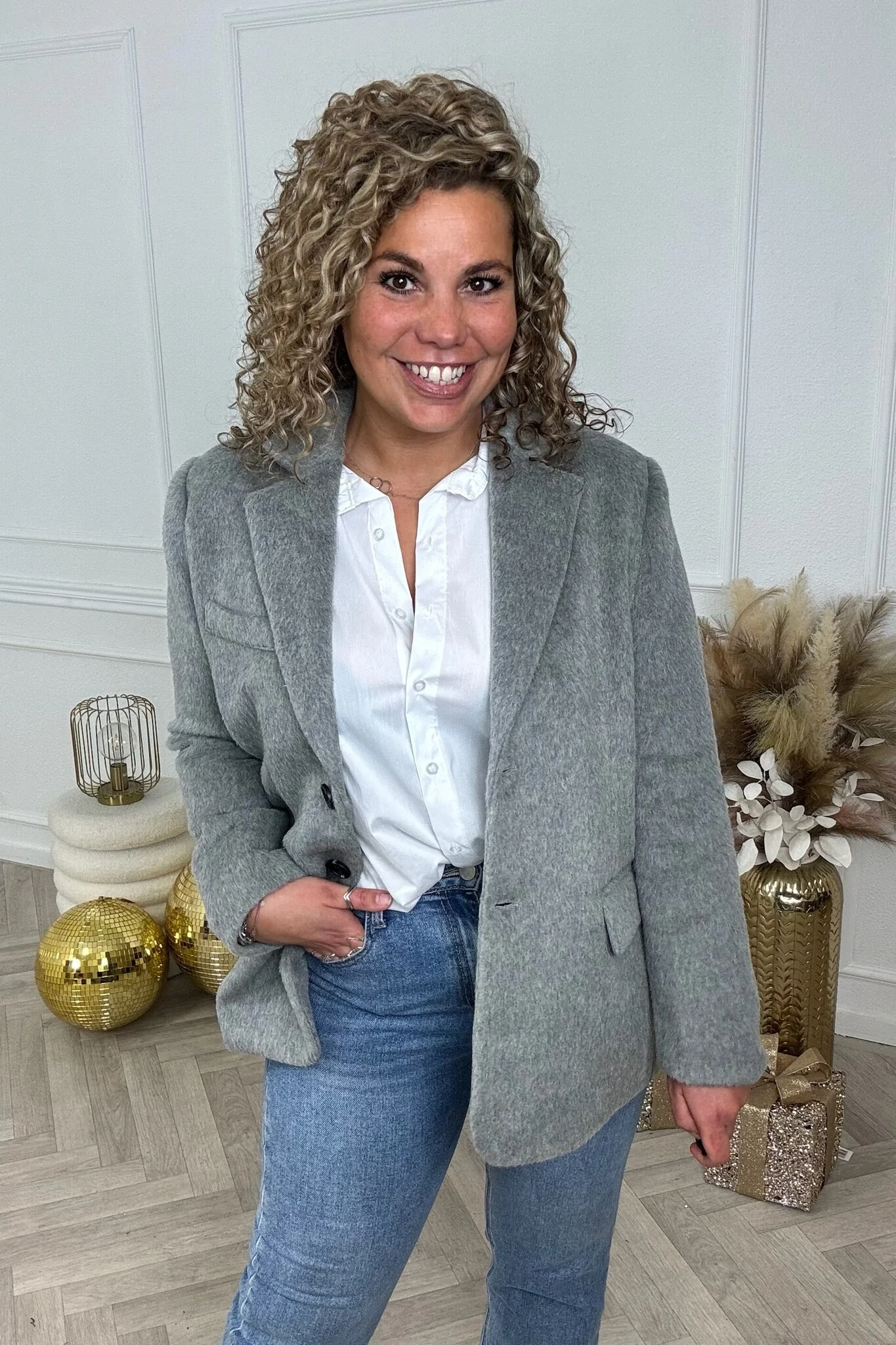Lara Furry Blazer - Grey - Image 5