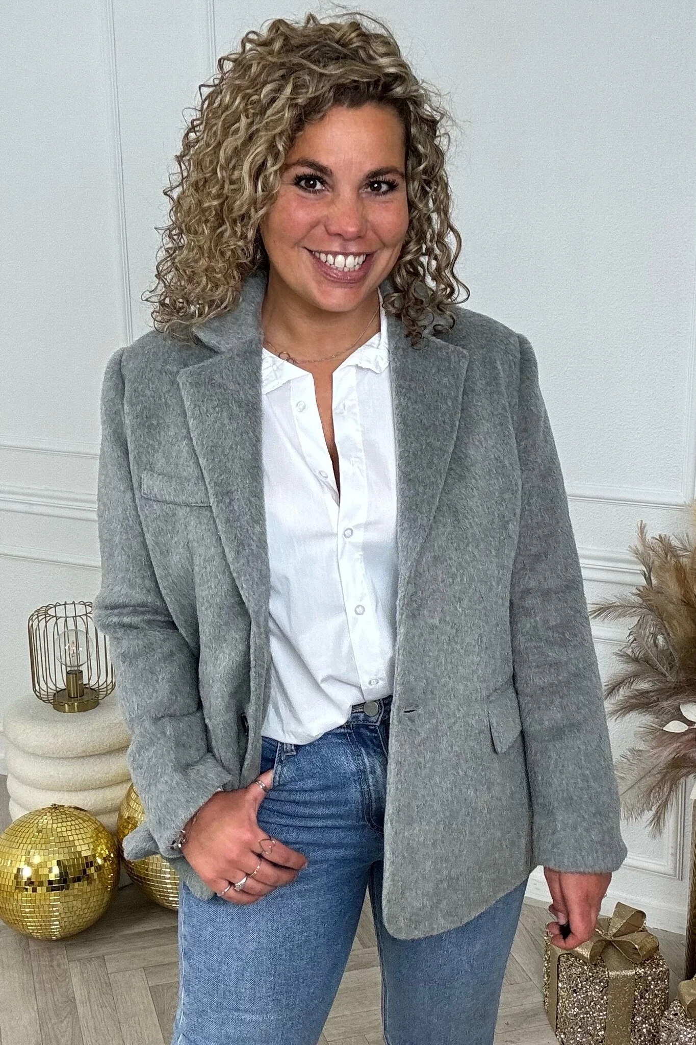 Lara Furry Blazer - Grey - Image 6