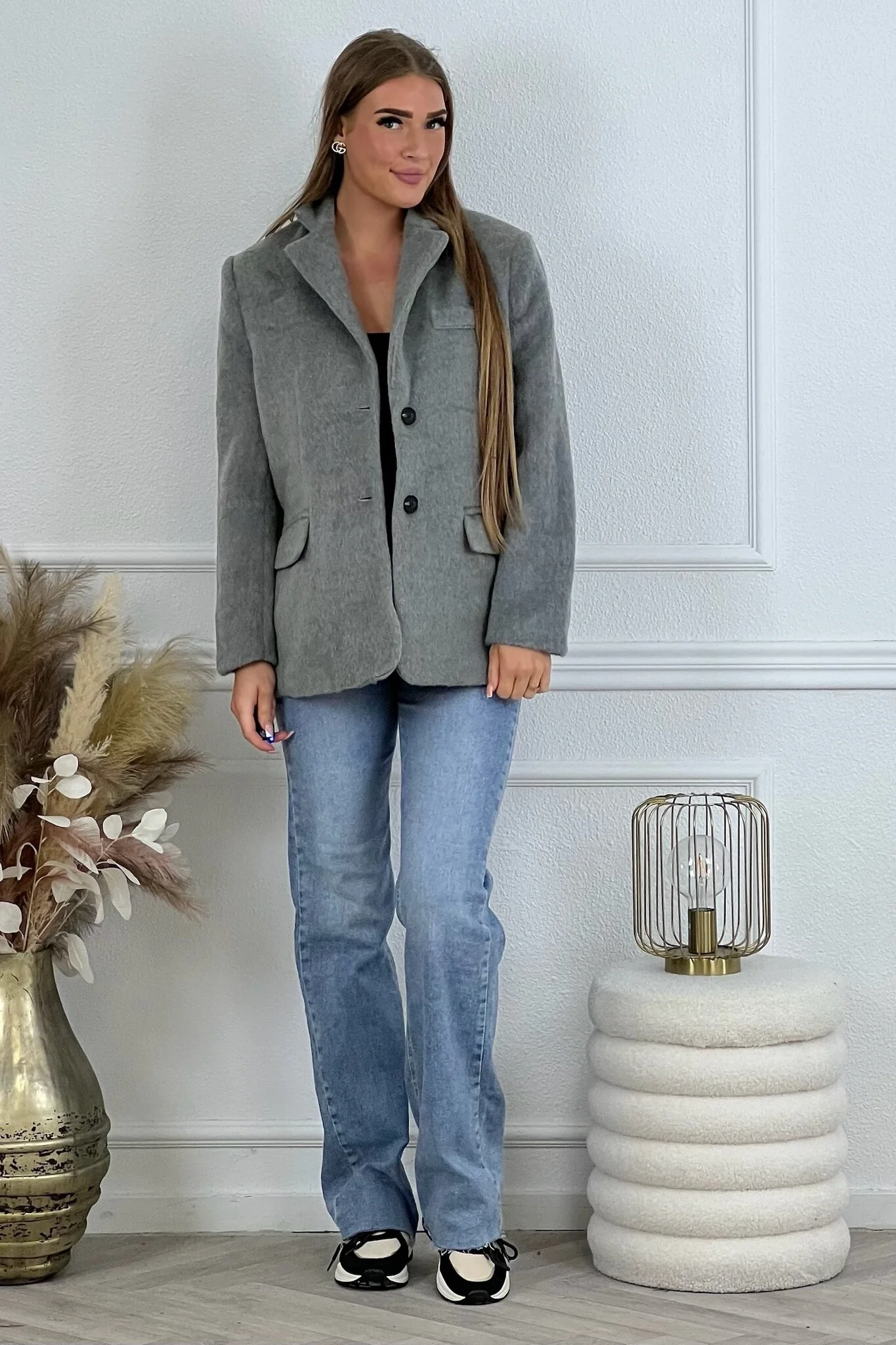 Lara Furry Blazer - Grey - Image 7