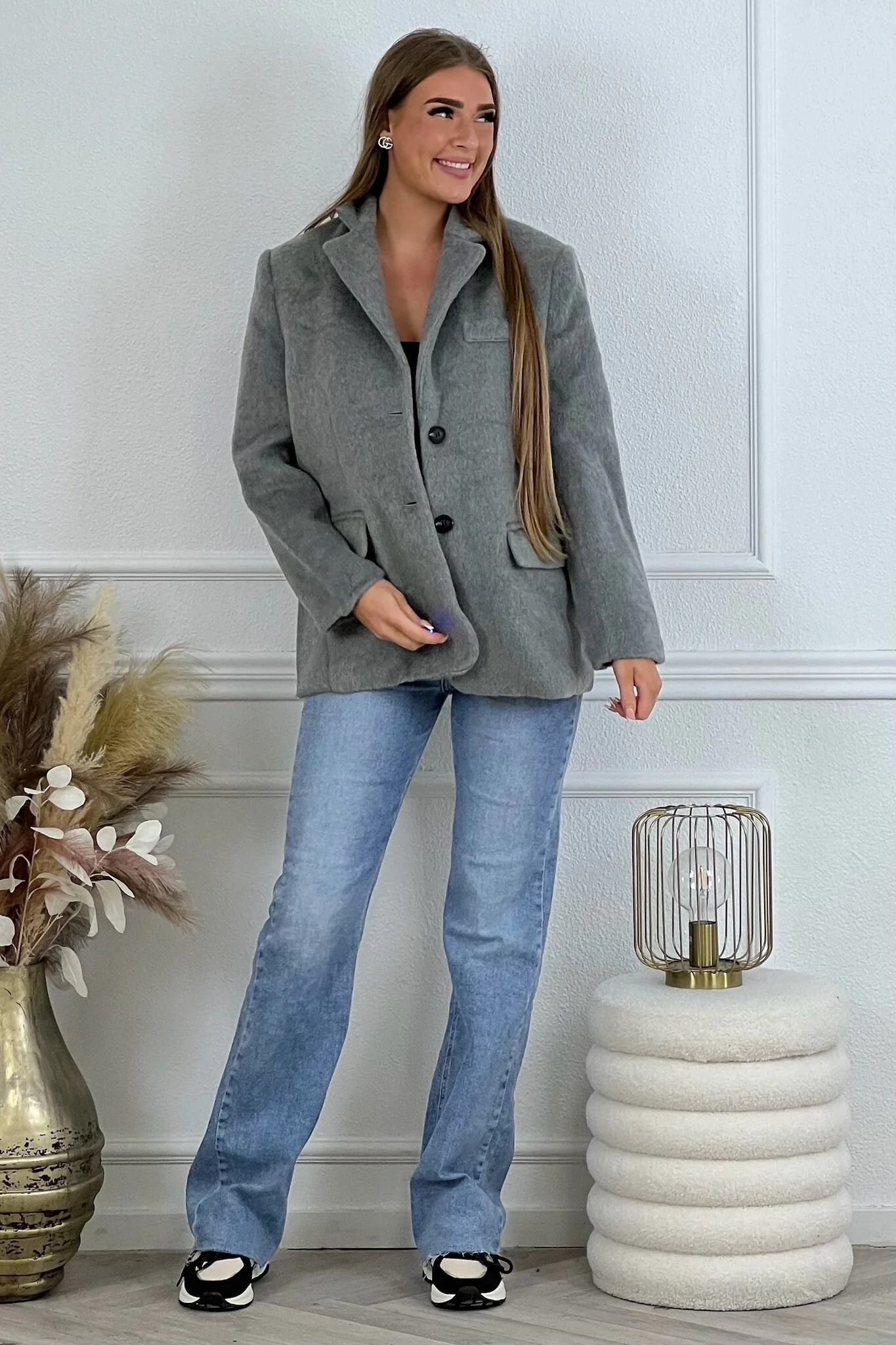Lara Furry Blazer - Grey - Image 8