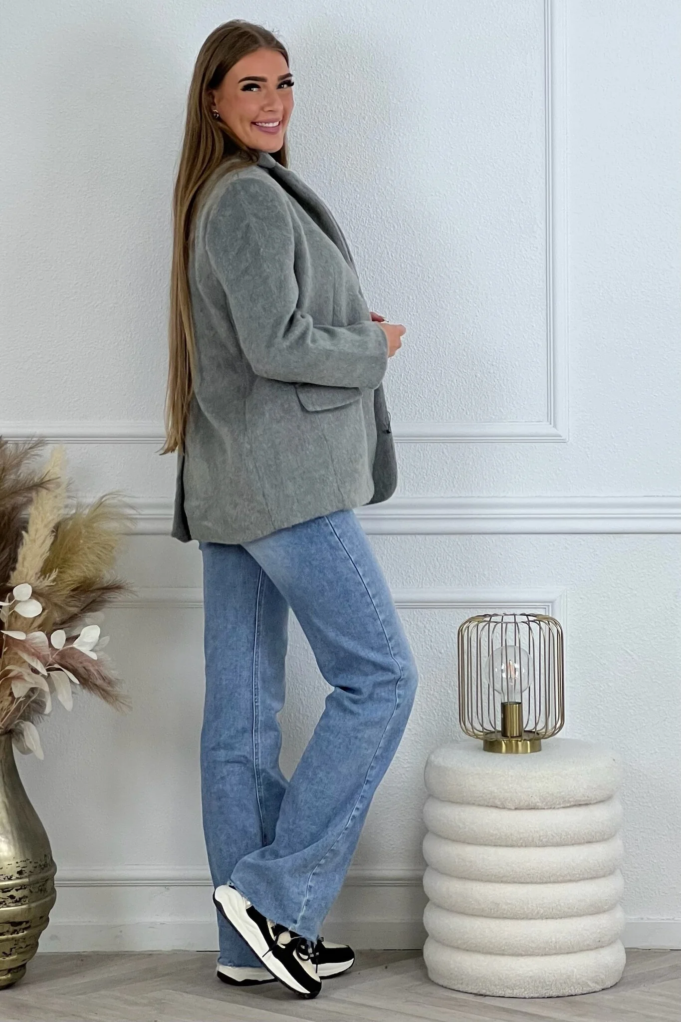 Lara Furry Blazer - Grey - Image 9