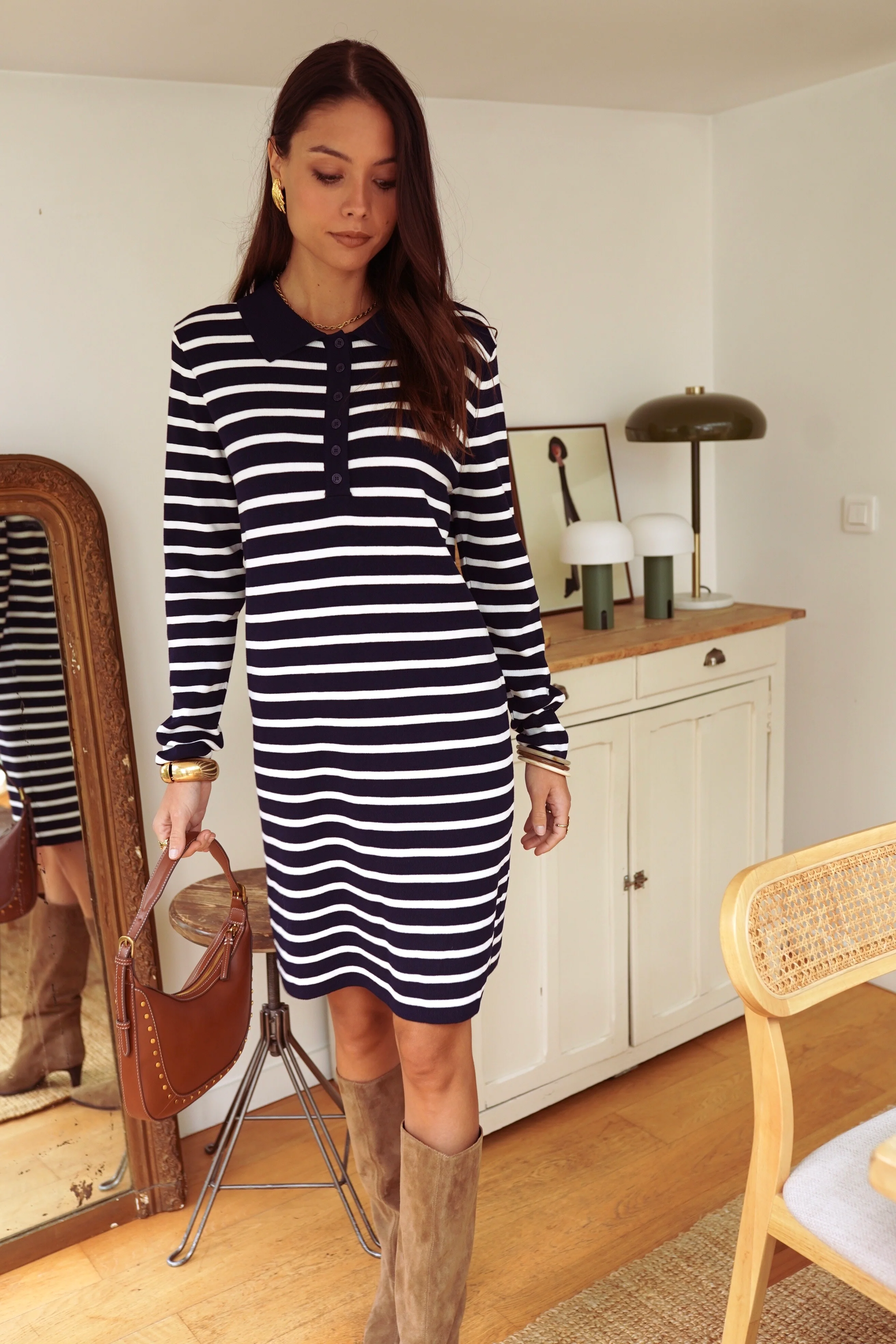 Lauren Striped Dress - Navy/White