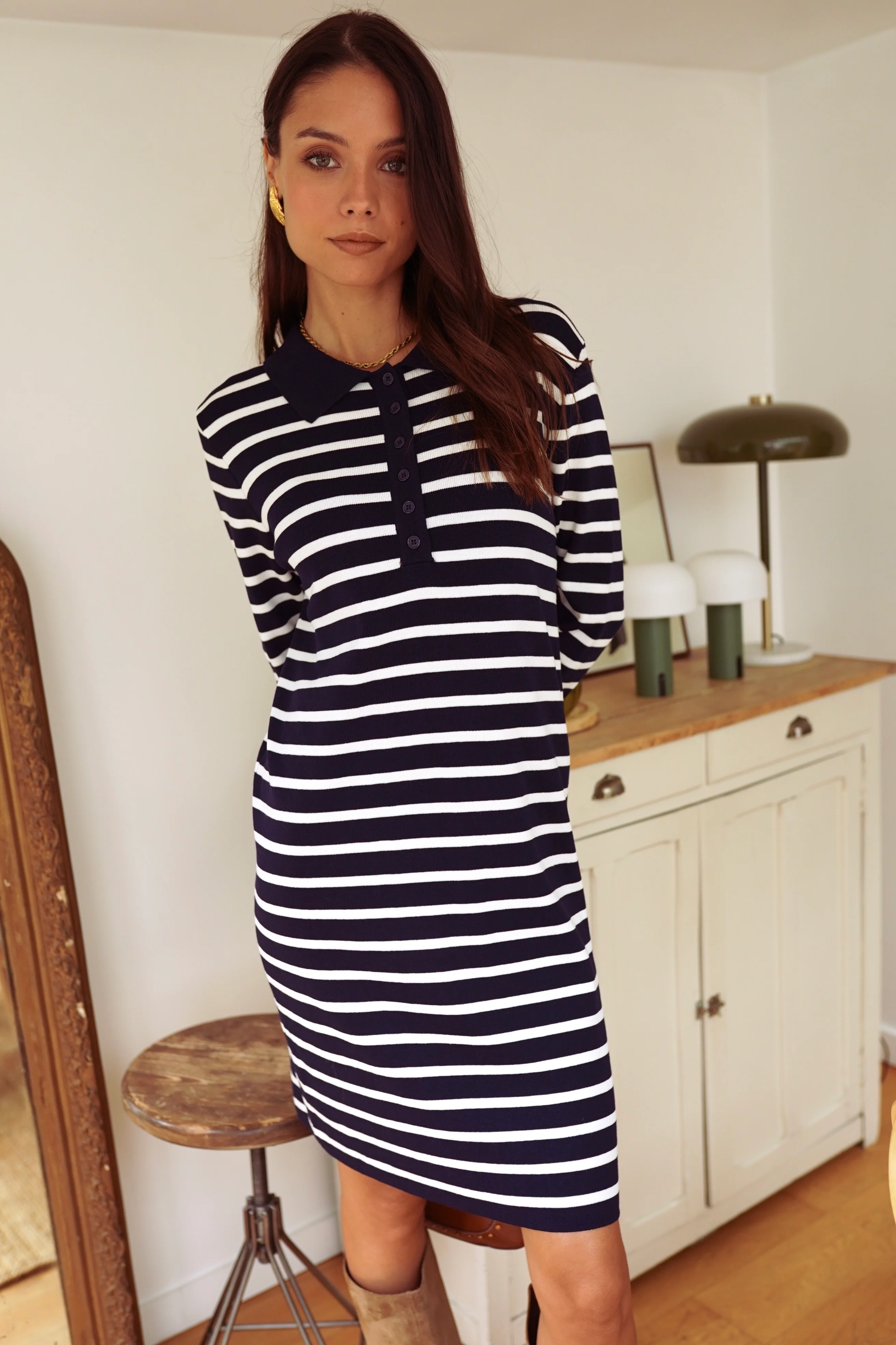 Lauren Striped Dress - Navy/White - Image 6