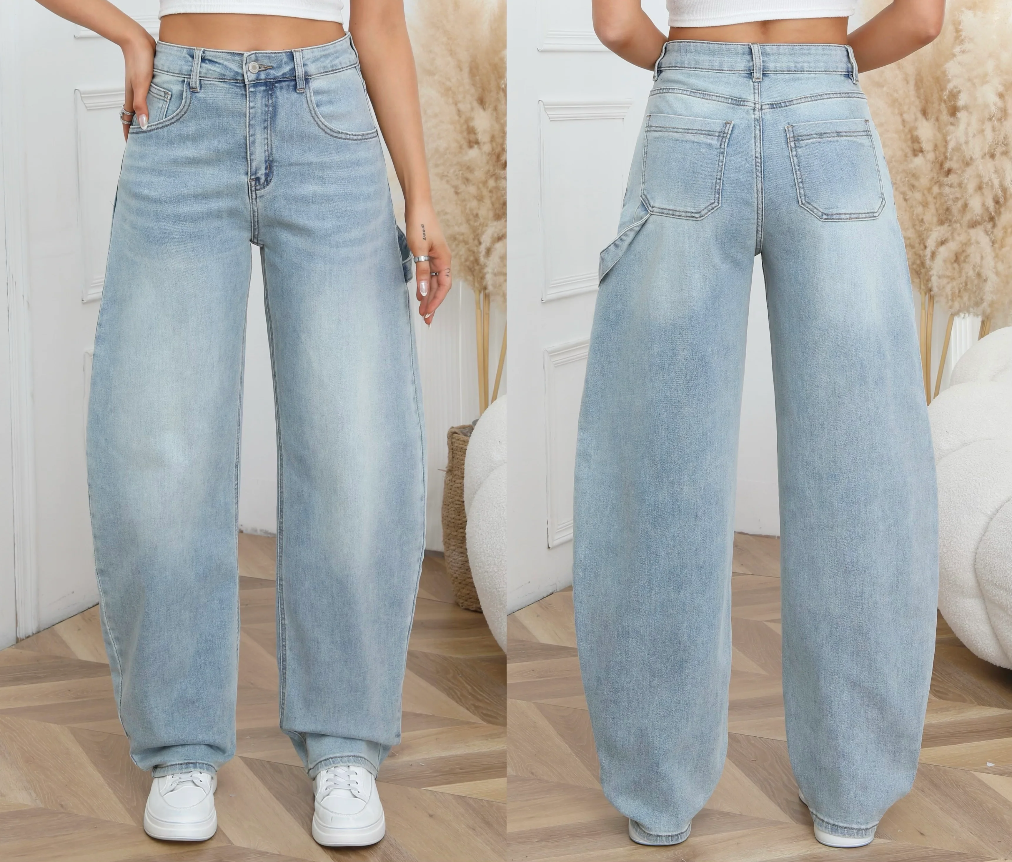 Layla Balloon Barrel Jeans - Light Blue