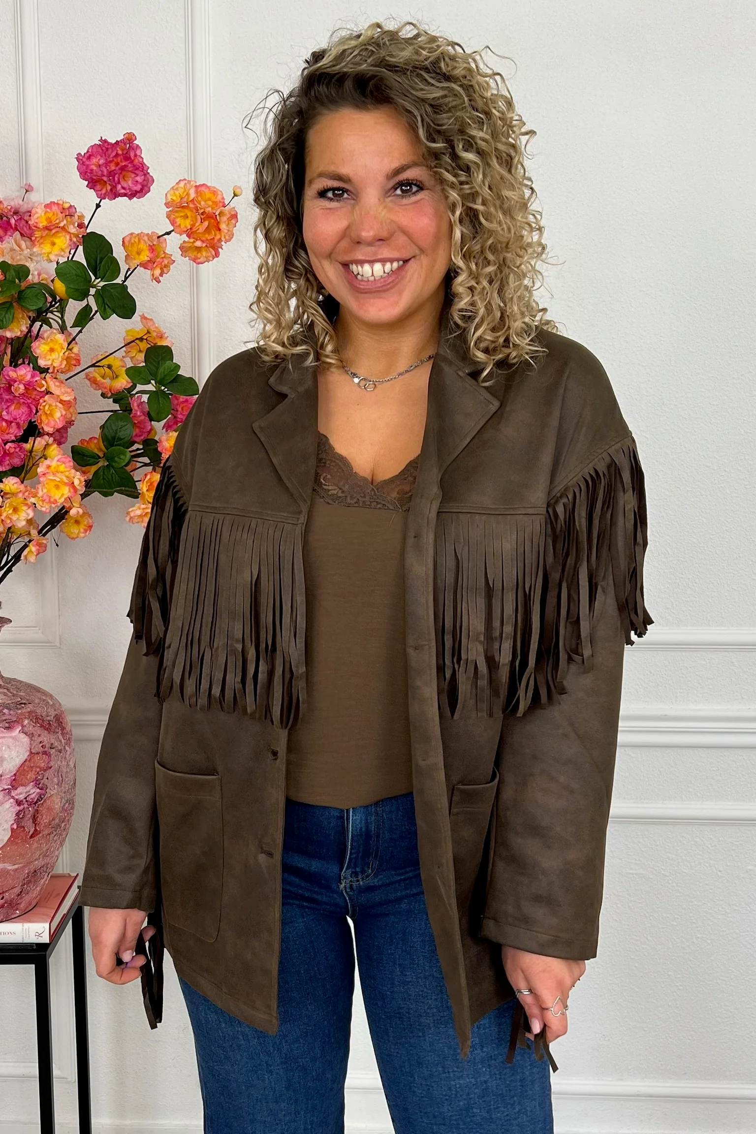 Leather Fringe Jacket - Brown