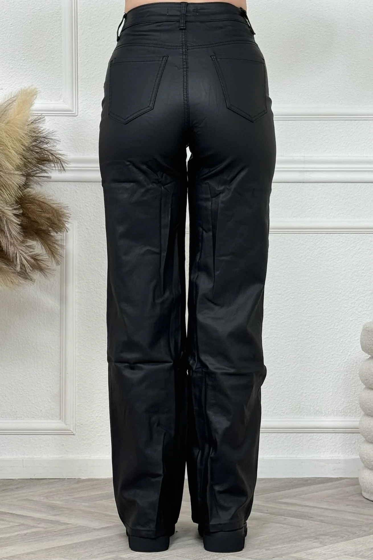 Leather Look Wide Leg Pants - Black MAAT 36 - Image 3