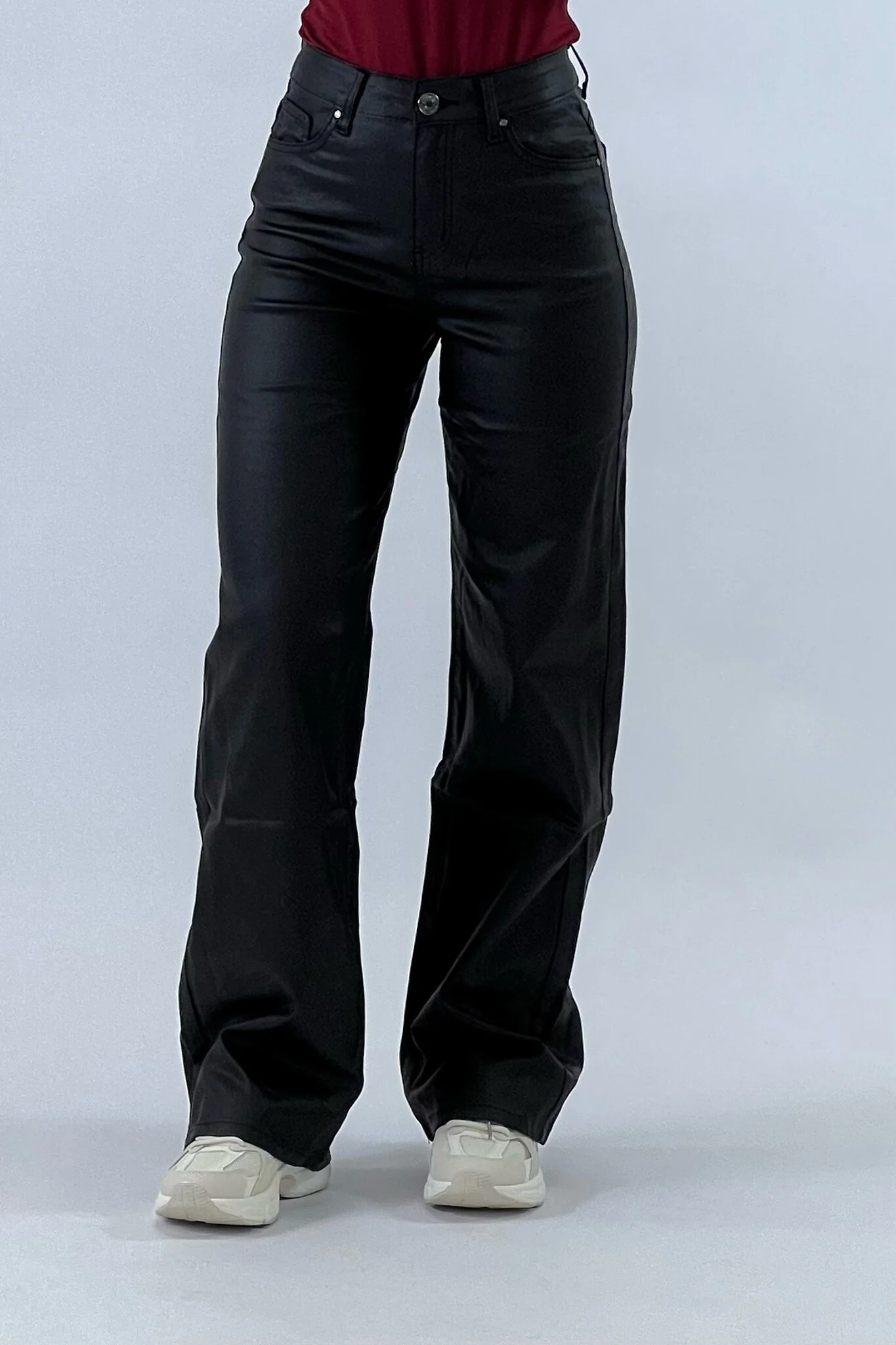 Leather Look Wide Leg Pants - Black MAAT 36 - Image 5