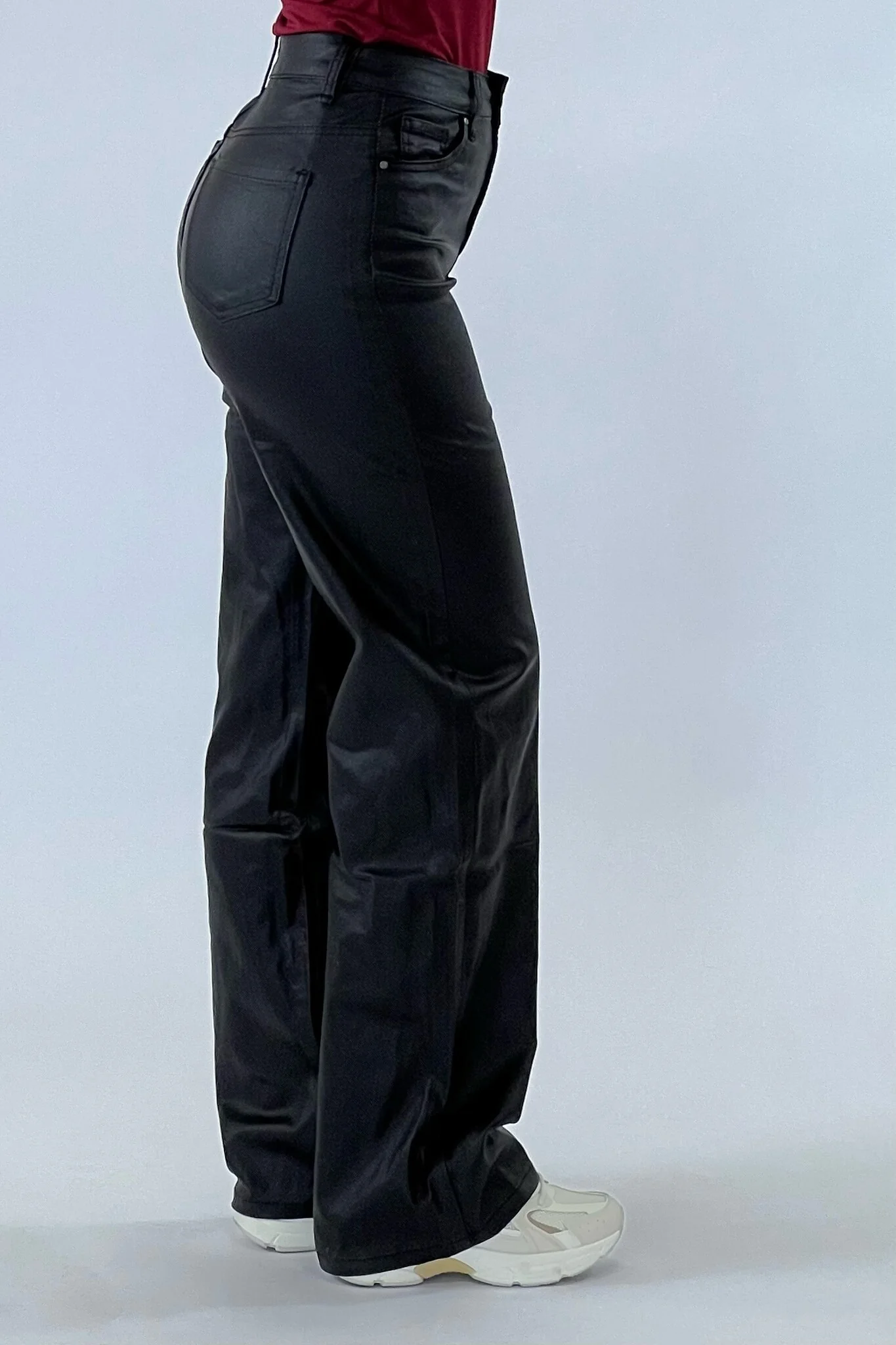 Leather Look Wide Leg Pants - Black MAAT 36 - Image 8