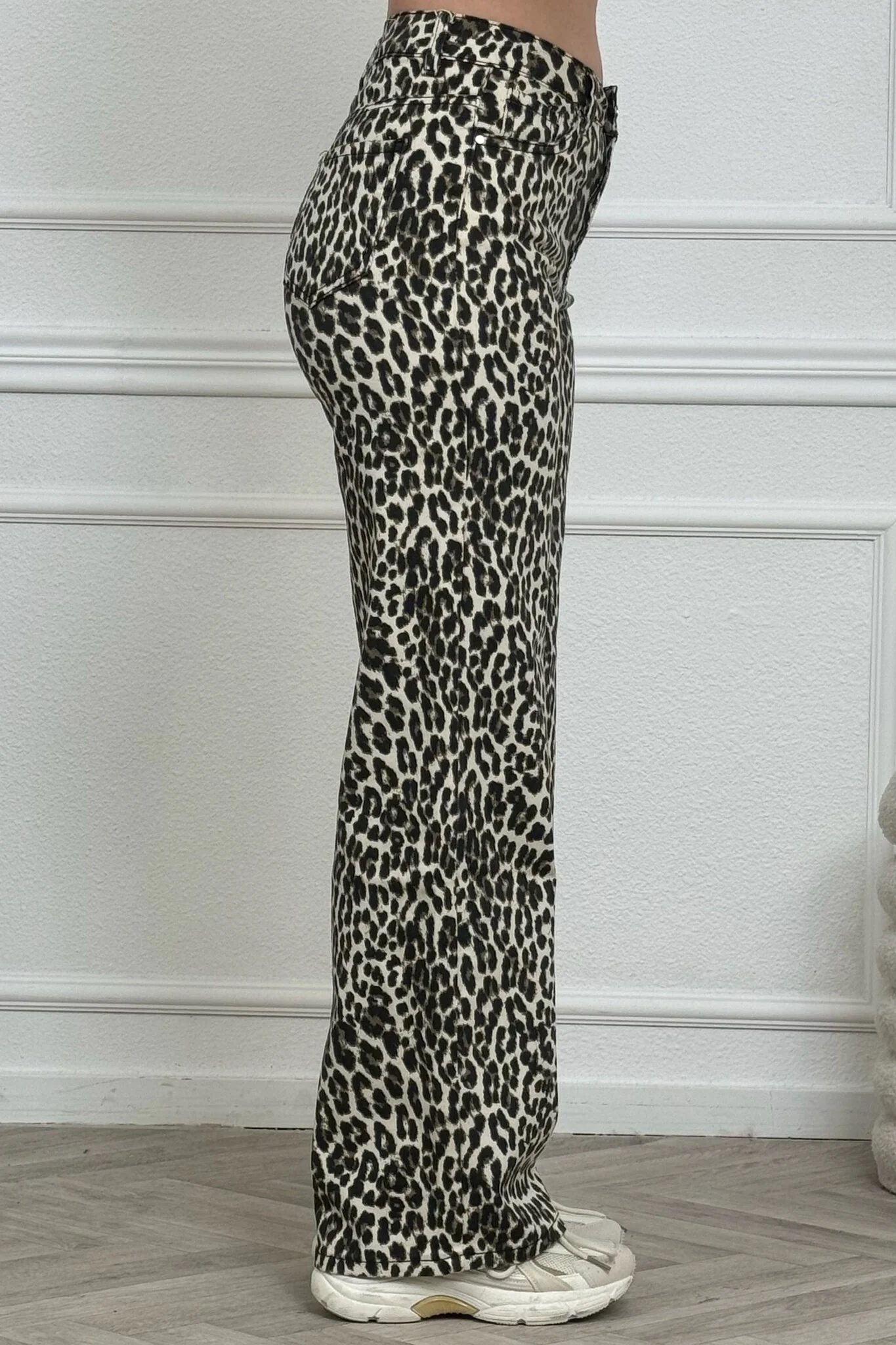 Leopard Wide Leg Pants - Beige/Brown - Image 3