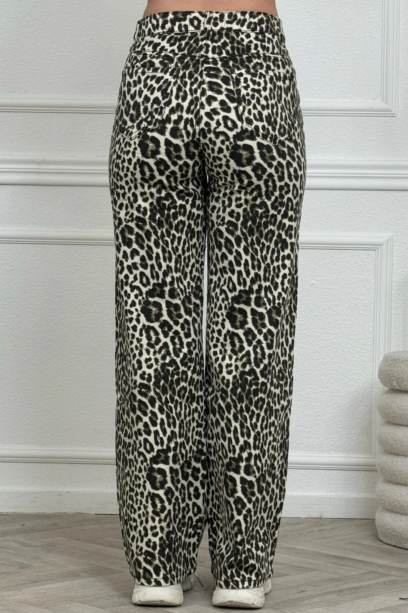 Leopard Wide Leg Pants - Beige/Brown - Image 6