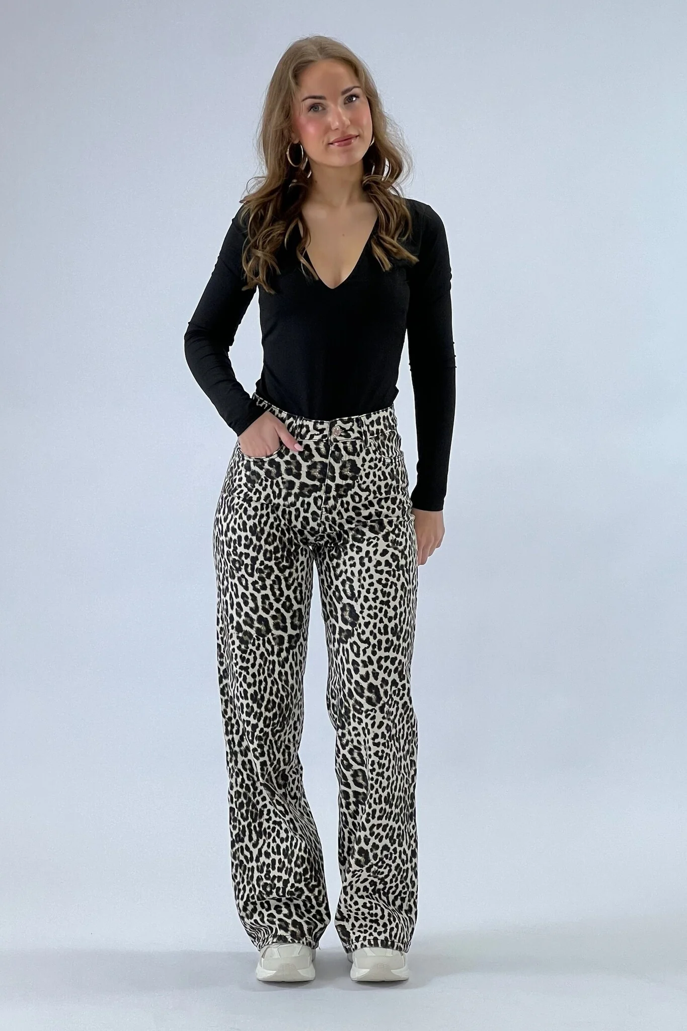 Leopard Wide Leg Pants - Beige/Brown - Image 7