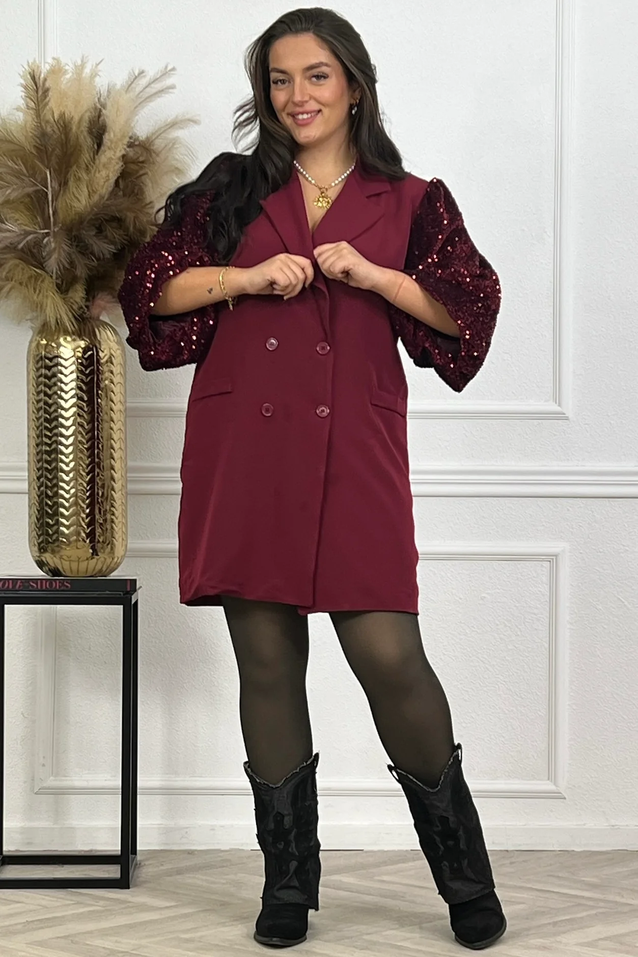 Lexie Blazer Dress - Bordeaux - Image 4