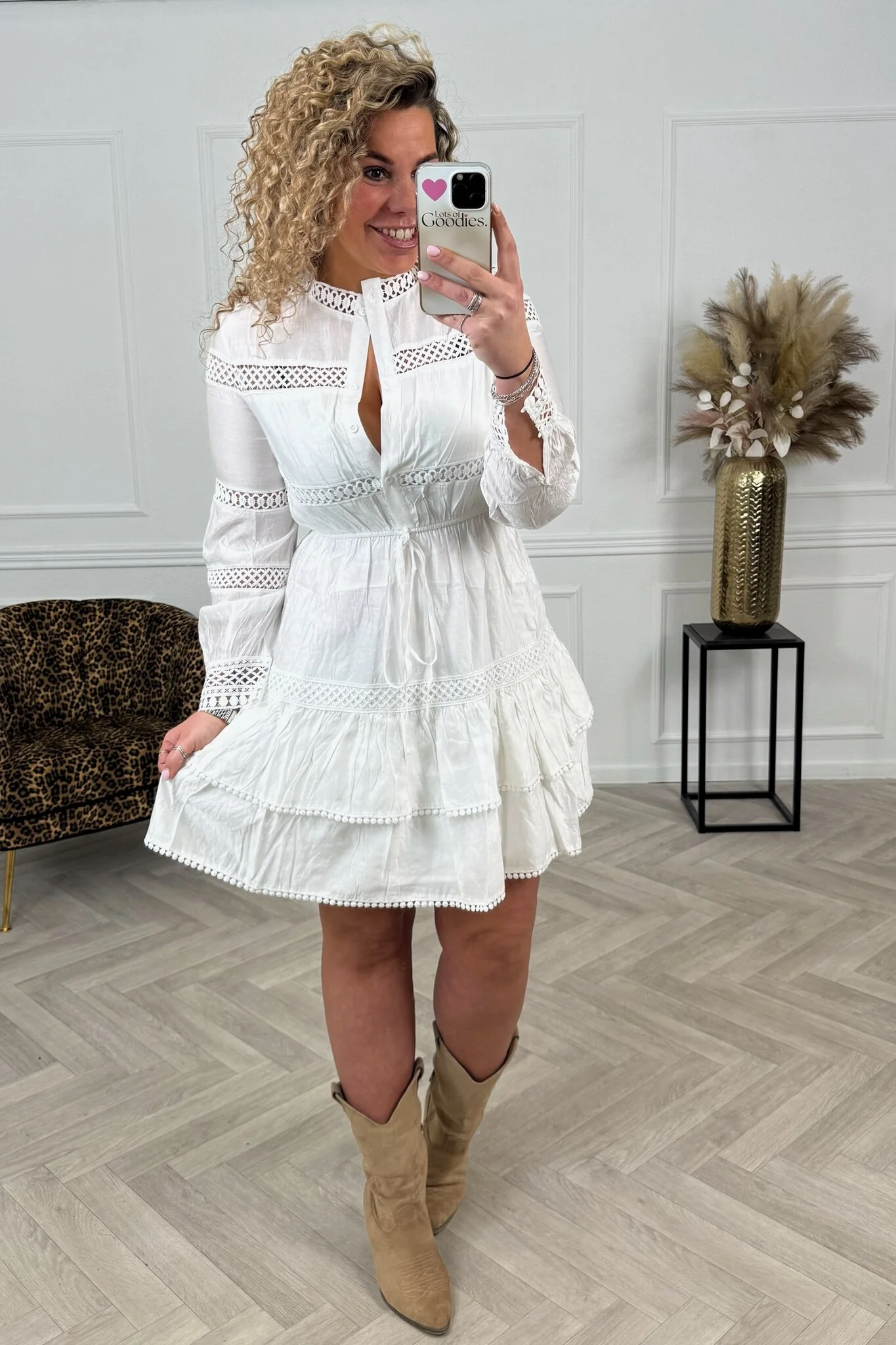 Lexie Lace Dress - White - Image 7