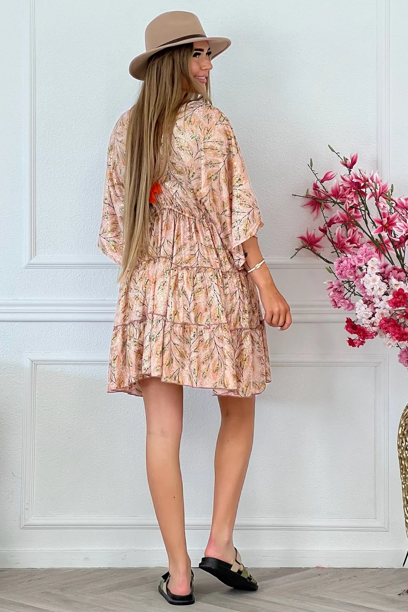 Lily Dress - Leaves Pink - Image 4