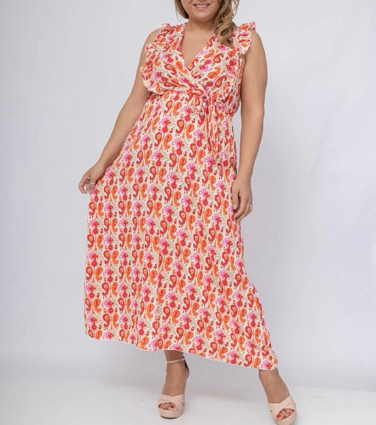 Lily Long Paisley Dress - Orange