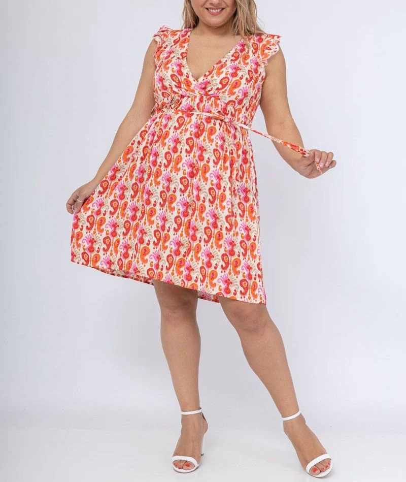 Lily Short Paisley Dress - Orange