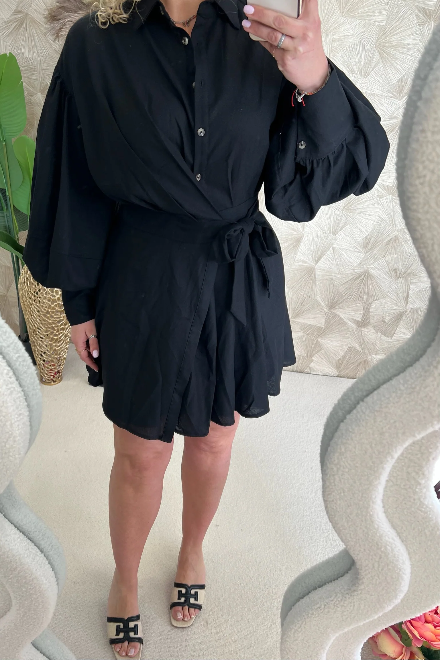 Lina Wrap Dress - Black - Image 2