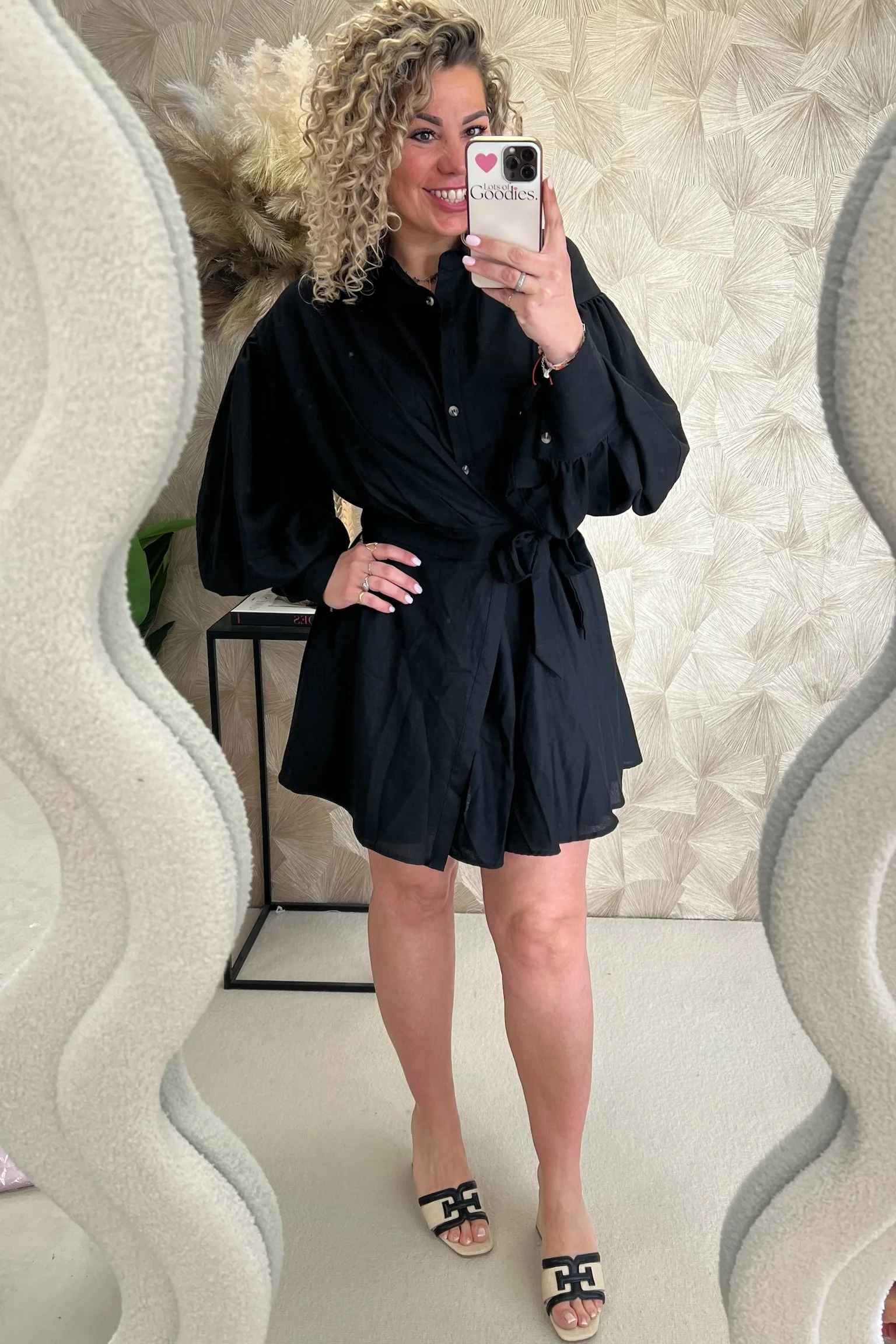 Lina Wrap Dress - Black - Image 3