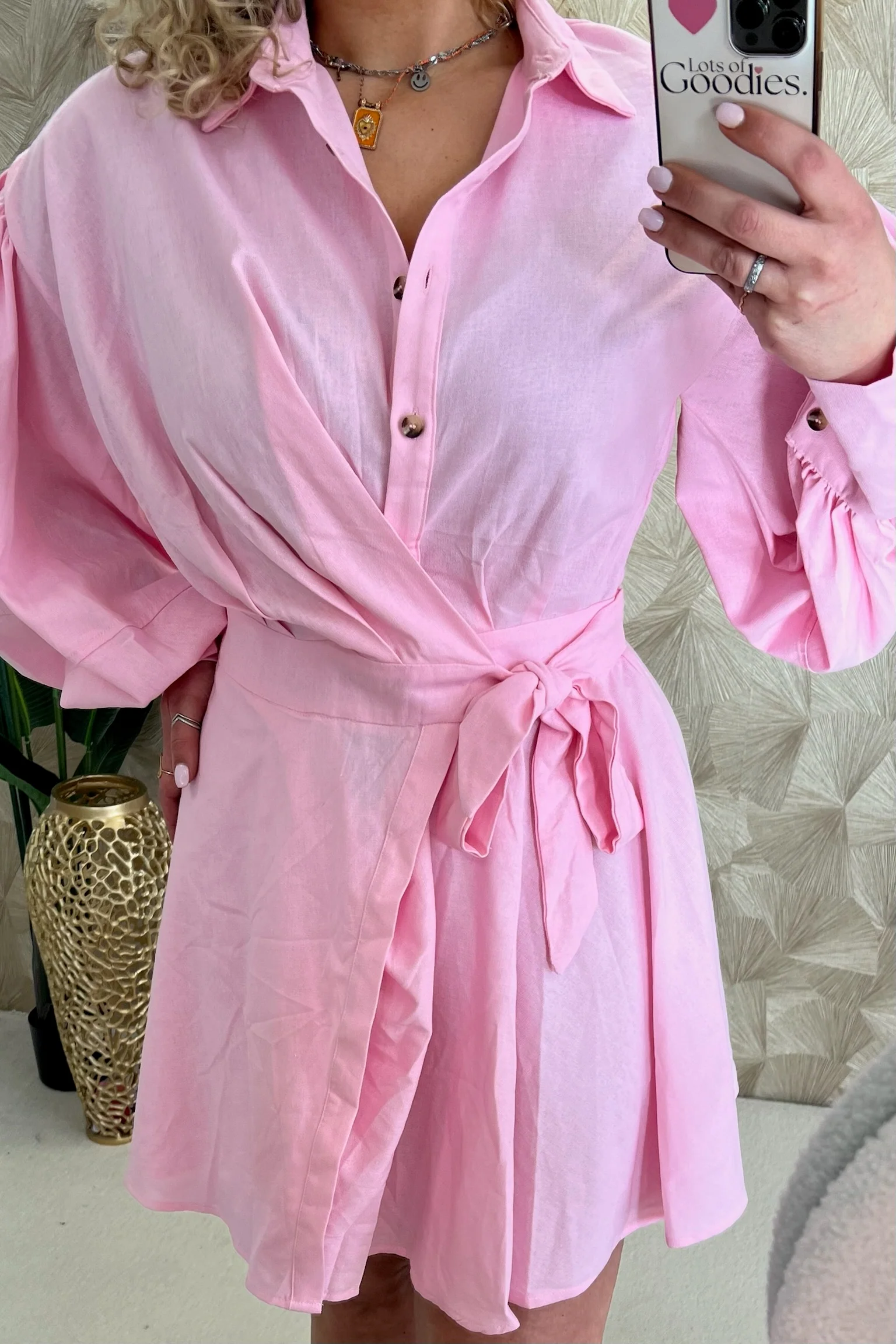 Lina Wrap Dress - Light Pink - Image 3
